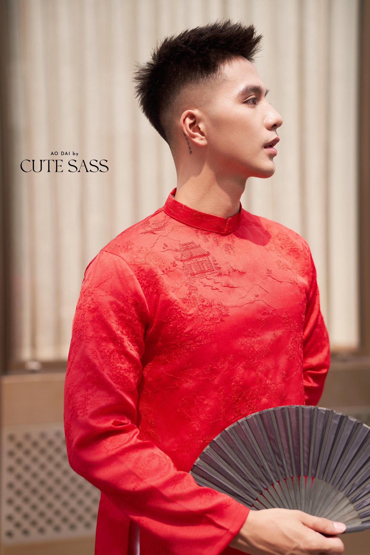 Men Red Tu Minh Ao Dai Top 29,38A| Pre-made Vietnamese Ao Dai| Lunar New Year | Ao Dai for Girl, Mom, Dad, Boy | Ao Dai Tet|
