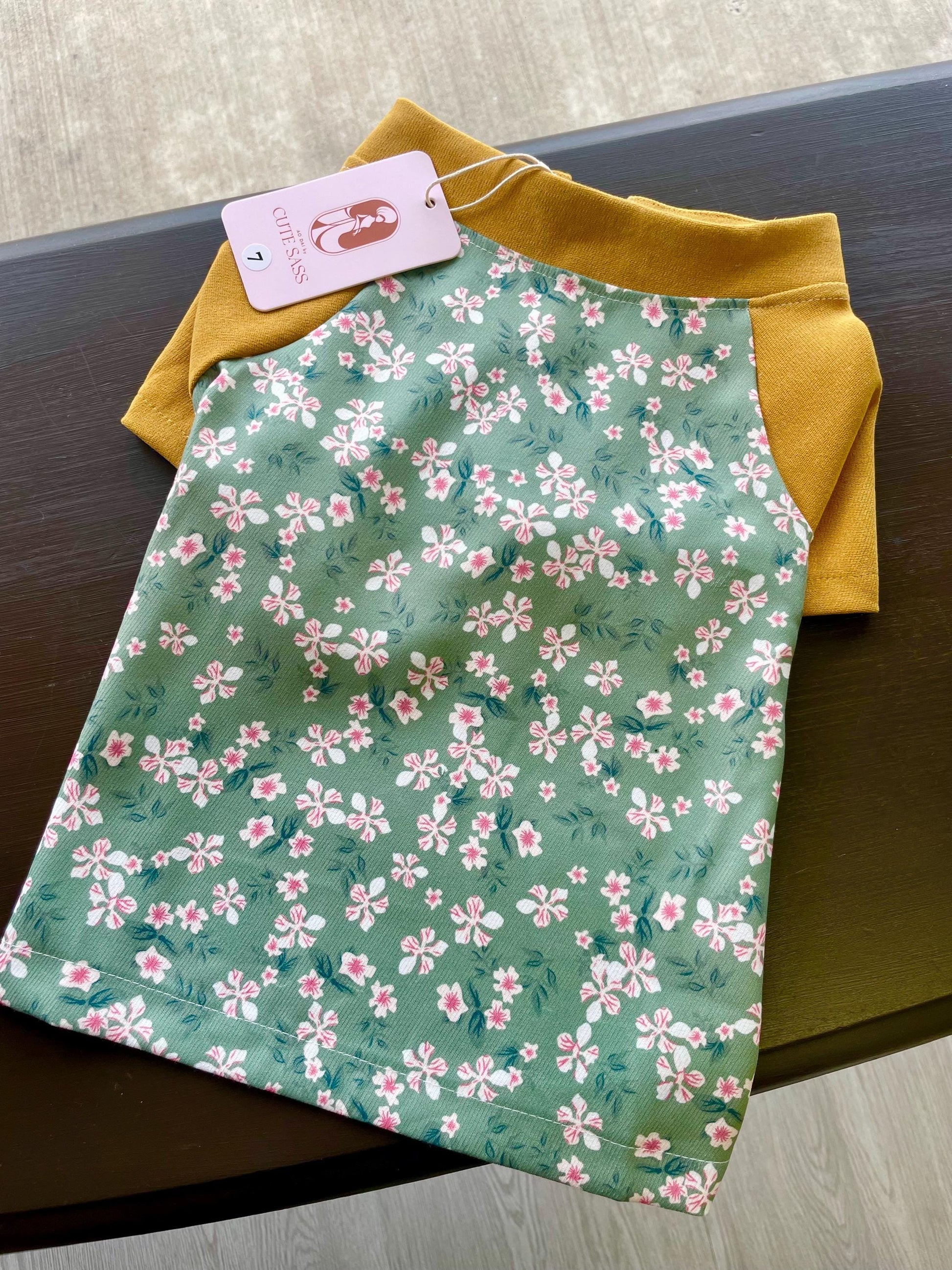 Pet Cyan/Yellow Daisy Ao Dai 3B