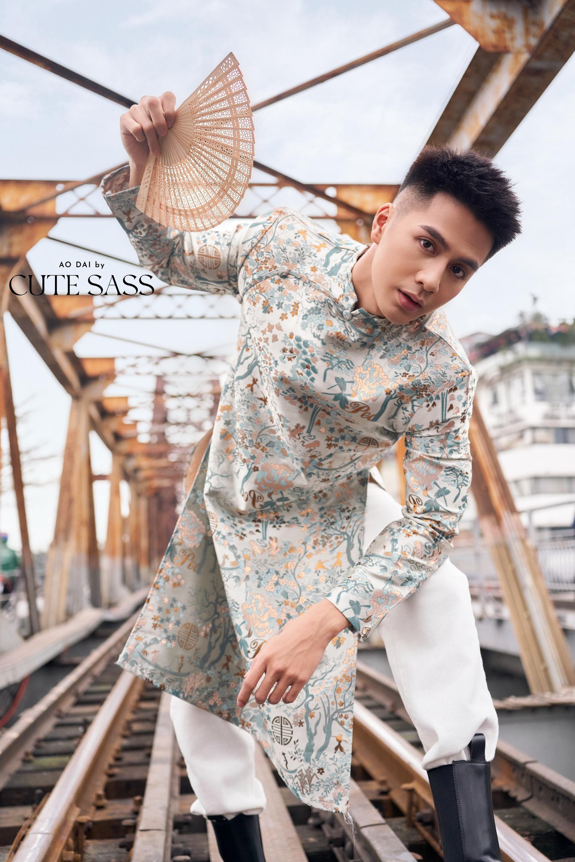 Men Blue Gam Patterns Ao Dai Top 44C | Pre-made Traditional Vietnamese Ao Dai| Lunar New Year | Ao Dai for Dad, Boy |Ao Dai Tet| AoDaibyCuteSass