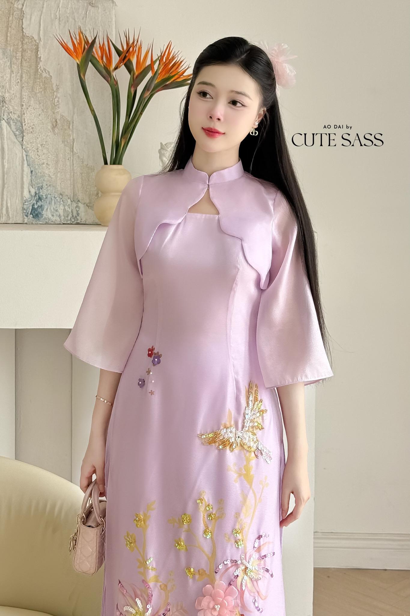 Purple "Season" Blazer Cape Ao Dai Set 12C| Pre-made Modernized Vietnamese Ao Dai with Pants| Lunar New Year| Ao Dai Cach Tan| AoDaibyCuteSass