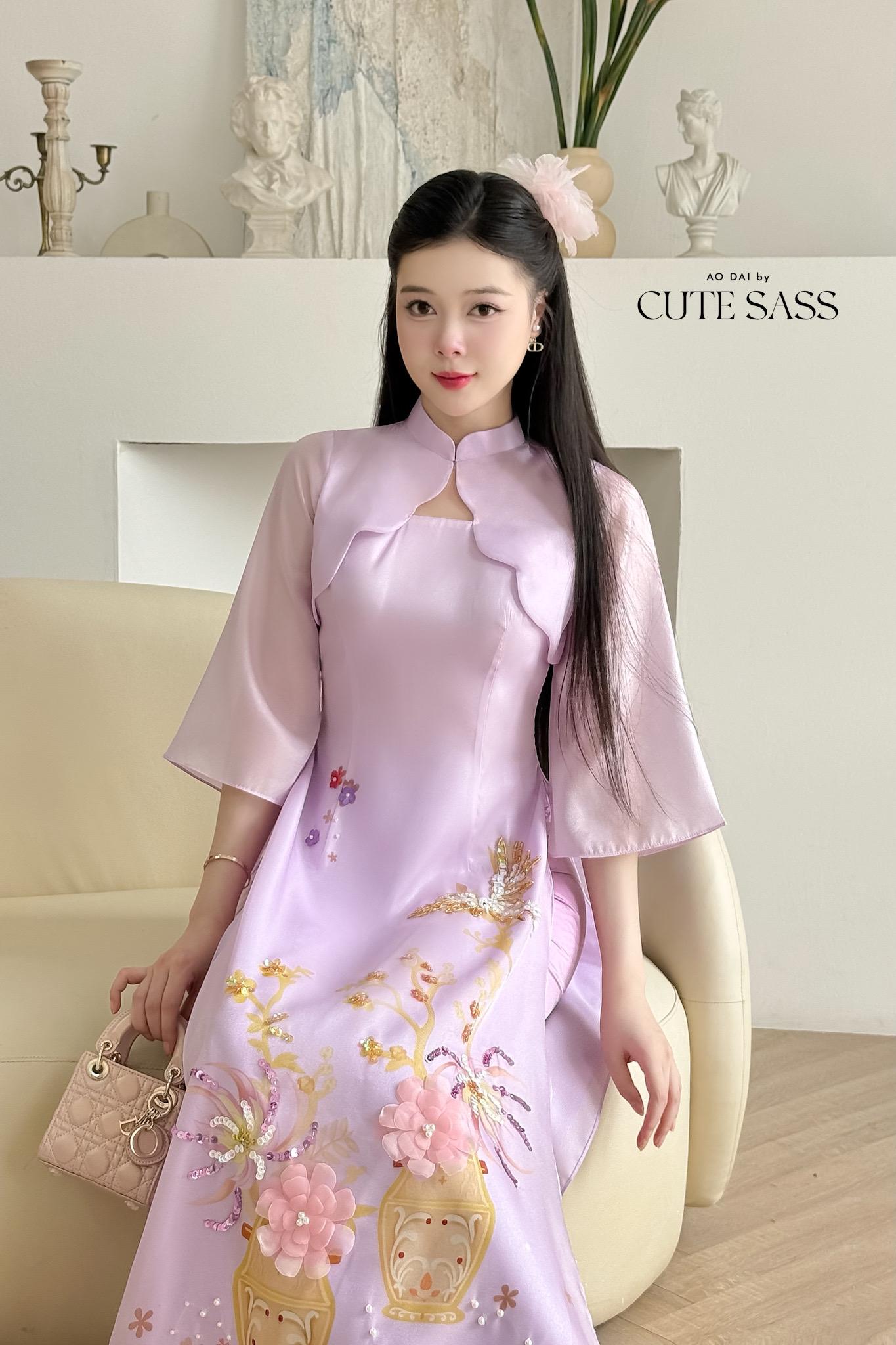 Purple "Season" Blazer Cape Ao Dai Set 12C| Pre-made Modernized Vietnamese Ao Dai with Pants| Lunar New Year| Ao Dai Cach Tan| AoDaibyCuteSass