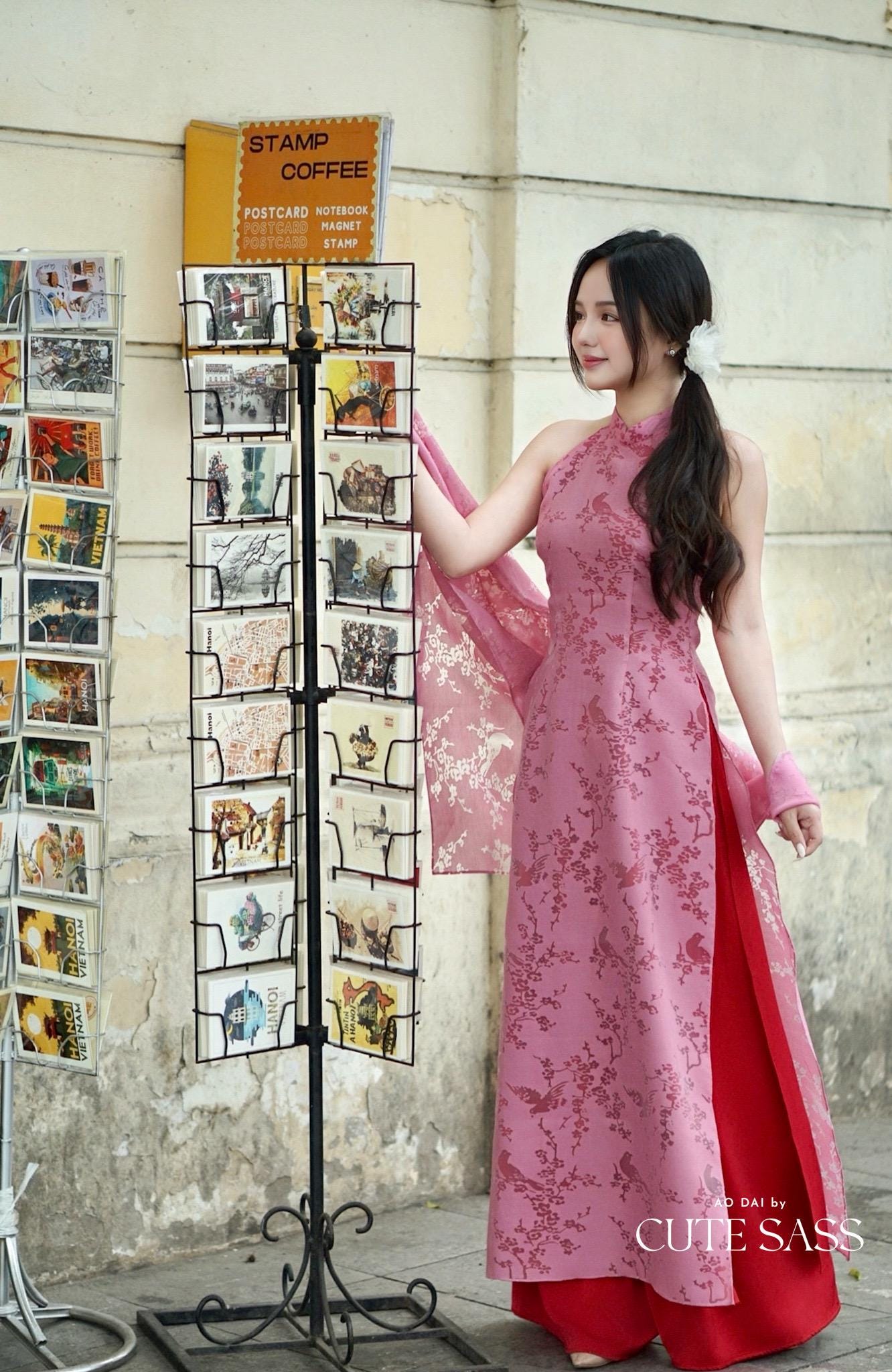 Yen - Rose Glimpse Yem-Inspired Ao Dai Top Only, No Pants, No Scarf| Pre-made Modernized Vietnamese Ao Dai| Lunar New Year AoDaibyCuteSass
