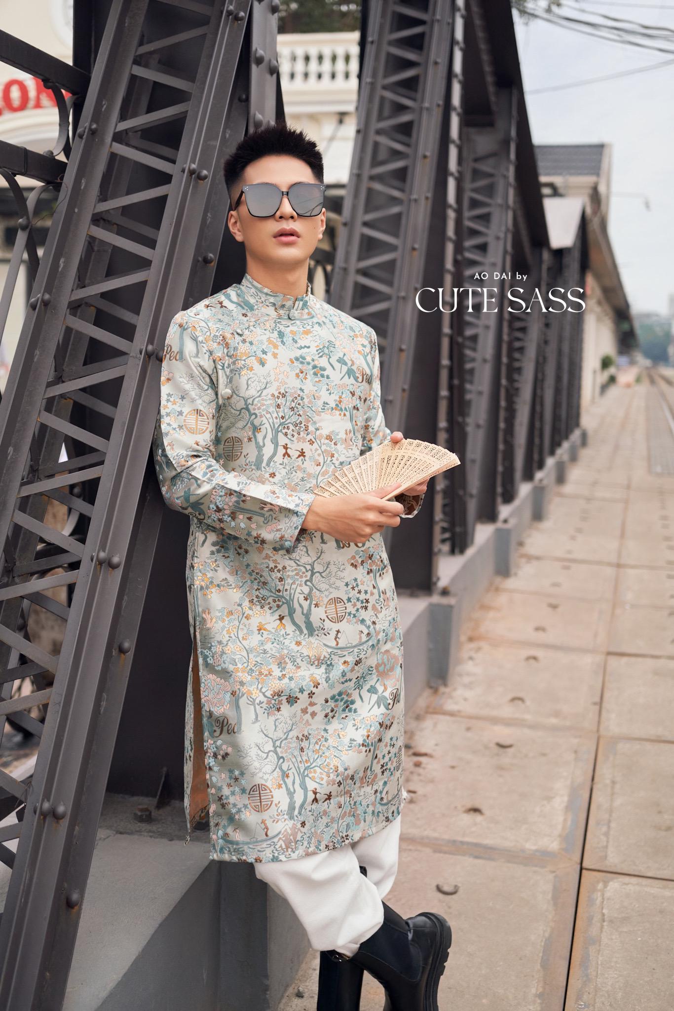 Men Blue Gam Patterns Ao Dai Top 44C | Pre-made Traditional Vietnamese Ao Dai| Lunar New Year | Ao Dai for Dad, Boy |Ao Dai Tet| AoDaibyCuteSass