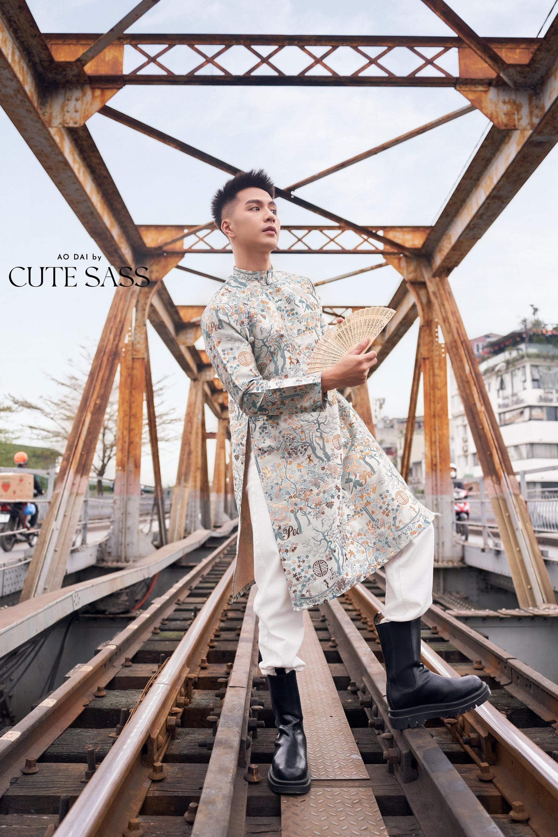 Men Blue Gam Patterns Ao Dai Top 44C | Pre-made Traditional Vietnamese Ao Dai| Lunar New Year | Ao Dai for Dad, Boy |Ao Dai Tet| AoDaibyCuteSass