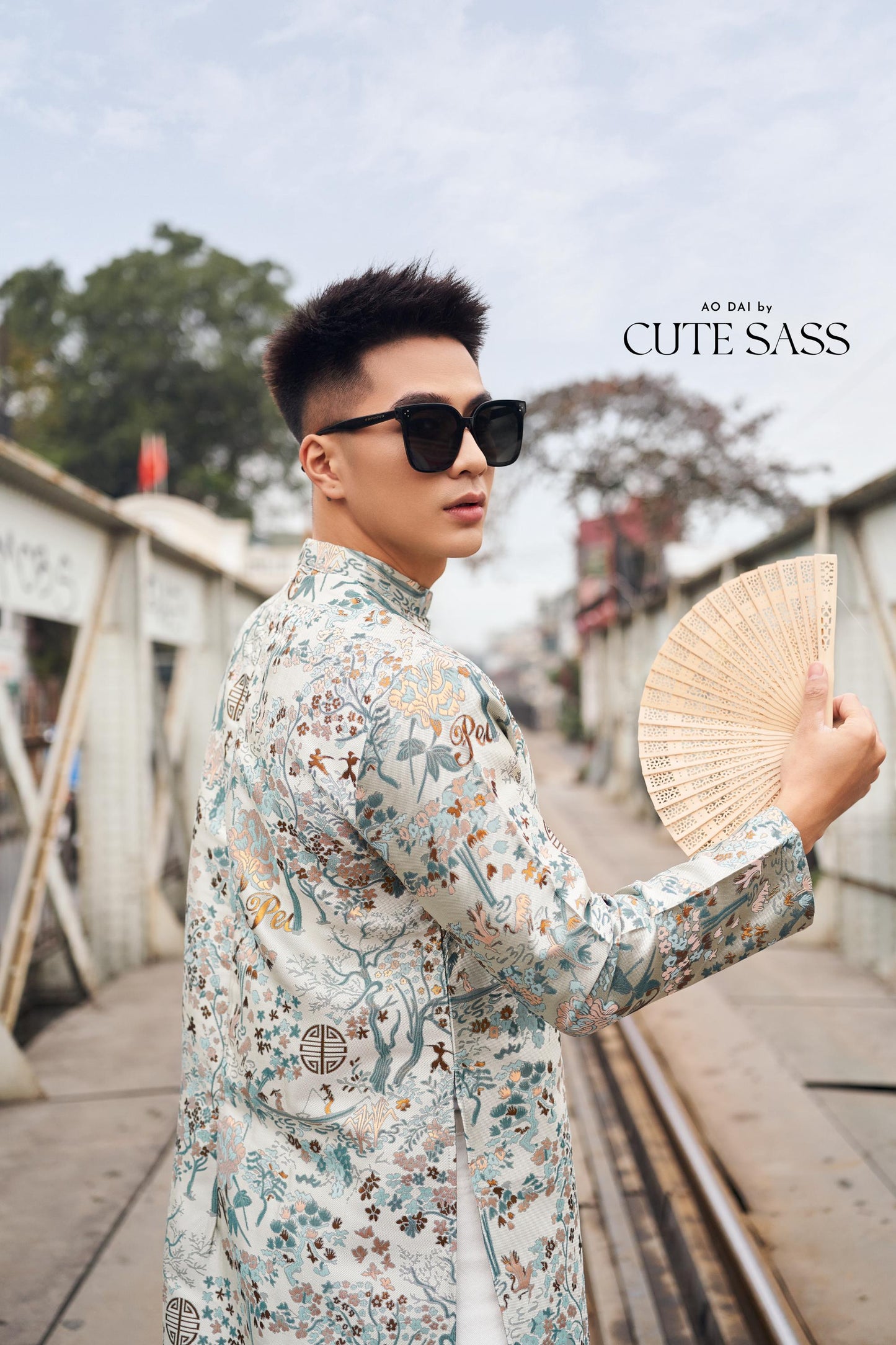 Men Blue Gam Patterns Ao Dai Top 44C | Pre-made Traditional Vietnamese Ao Dai| Lunar New Year | Ao Dai for Dad, Boy |Ao Dai Tet| AoDaibyCuteSass