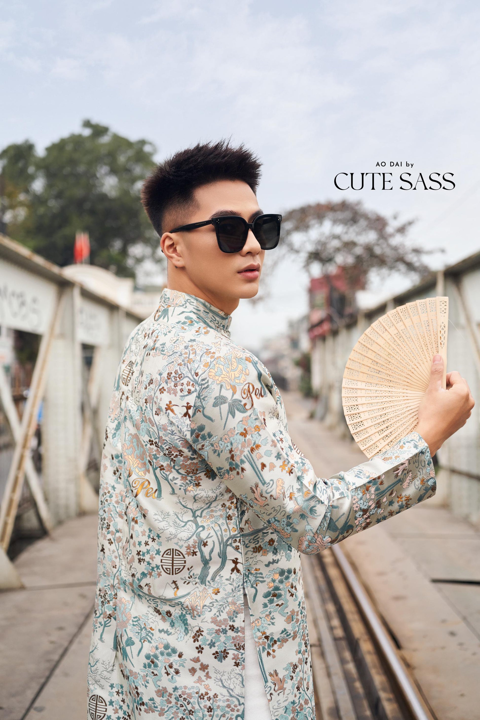 Men Blue Gam Patterns Ao Dai Top 44C | Pre-made Traditional Vietnamese Ao Dai| Lunar New Year | Ao Dai for Dad, Boy |Ao Dai Tet| AoDaibyCuteSass