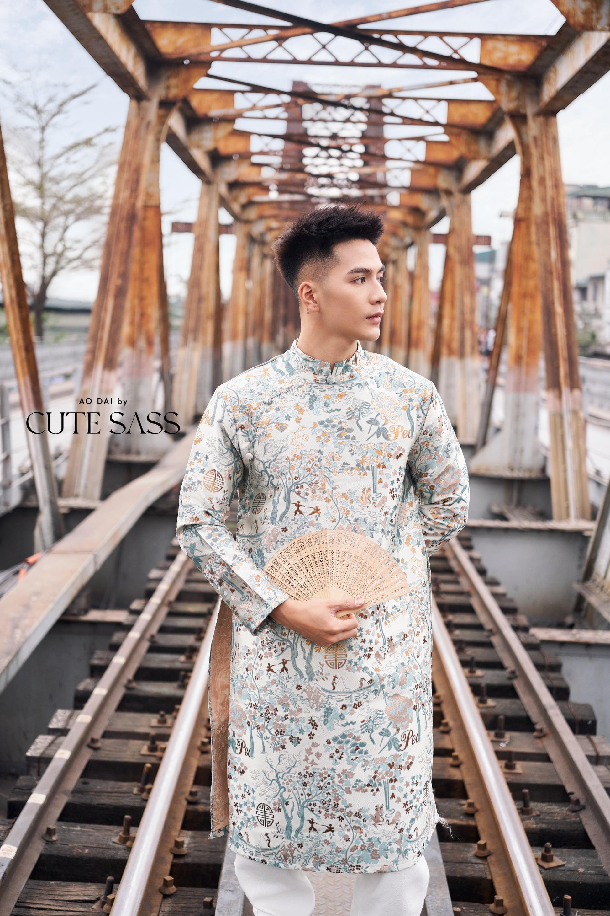 Men Blue Gam Patterns Ao Dai Top 44C | Pre-made Traditional Vietnamese Ao Dai| Lunar New Year | Ao Dai for Dad, Boy |Ao Dai Tet| AoDaibyCuteSass