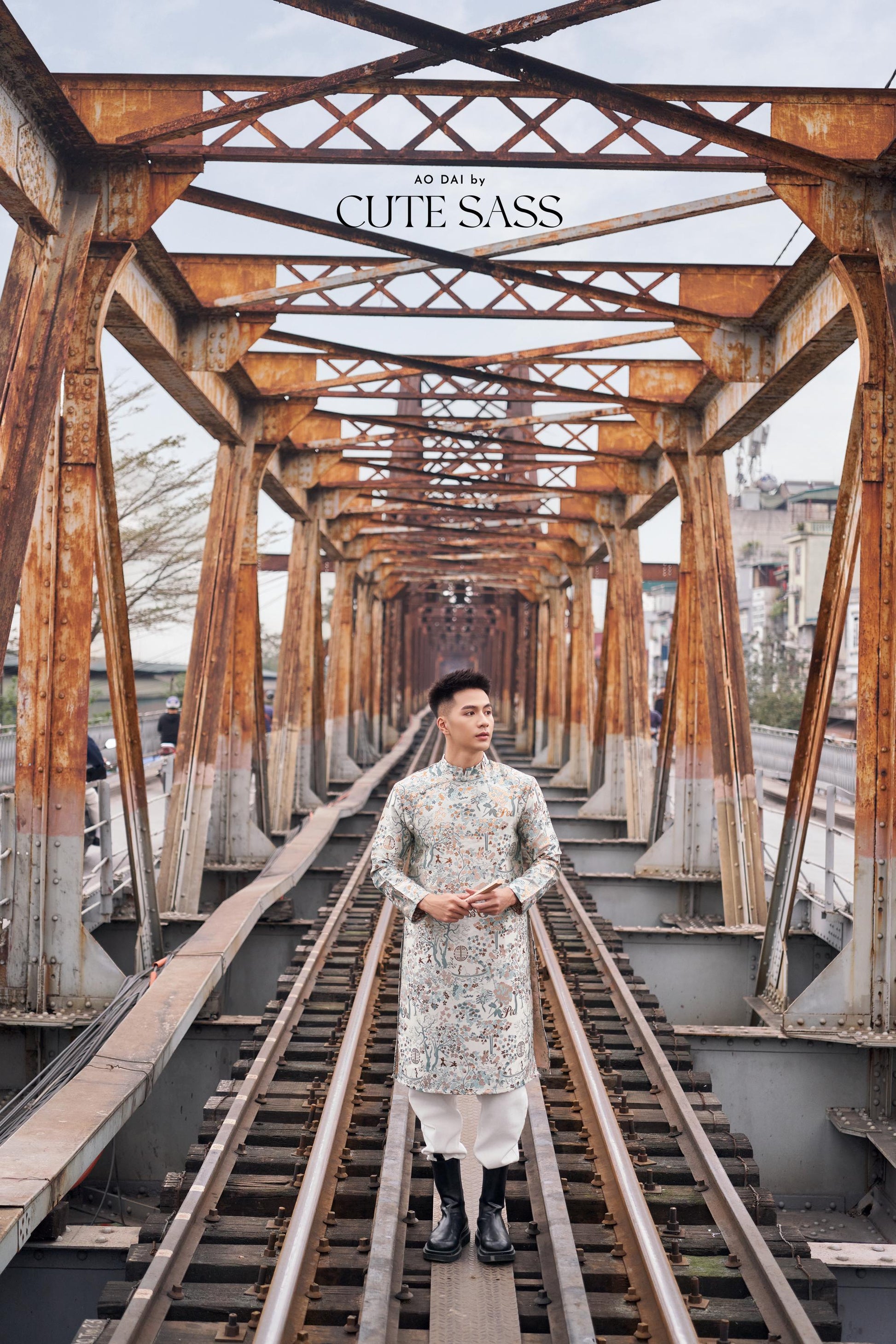 Men Blue Gam Patterns Ao Dai Top 44C | Pre-made Traditional Vietnamese Ao Dai| Lunar New Year | Ao Dai for Dad, Boy |Ao Dai Tet| AoDaibyCuteSass