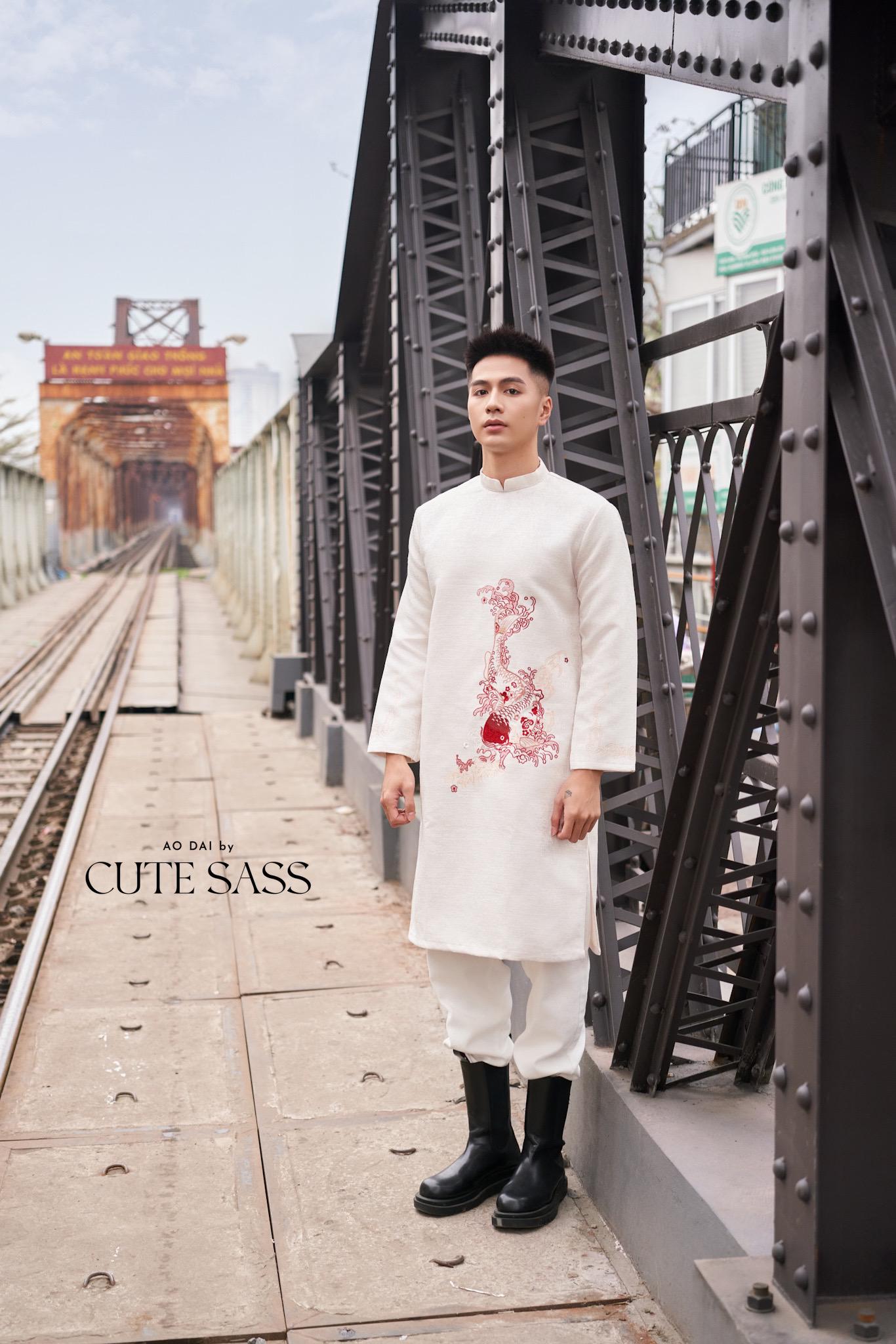 Men White Embroidery Dragon Ao Dai Top 6C | Pre-made Traditional Vietnamese Ao Dai| Lunar New Year | Ao Dai for Dad, Boy |Ao Dai Tet| AoDaibyCuteSass