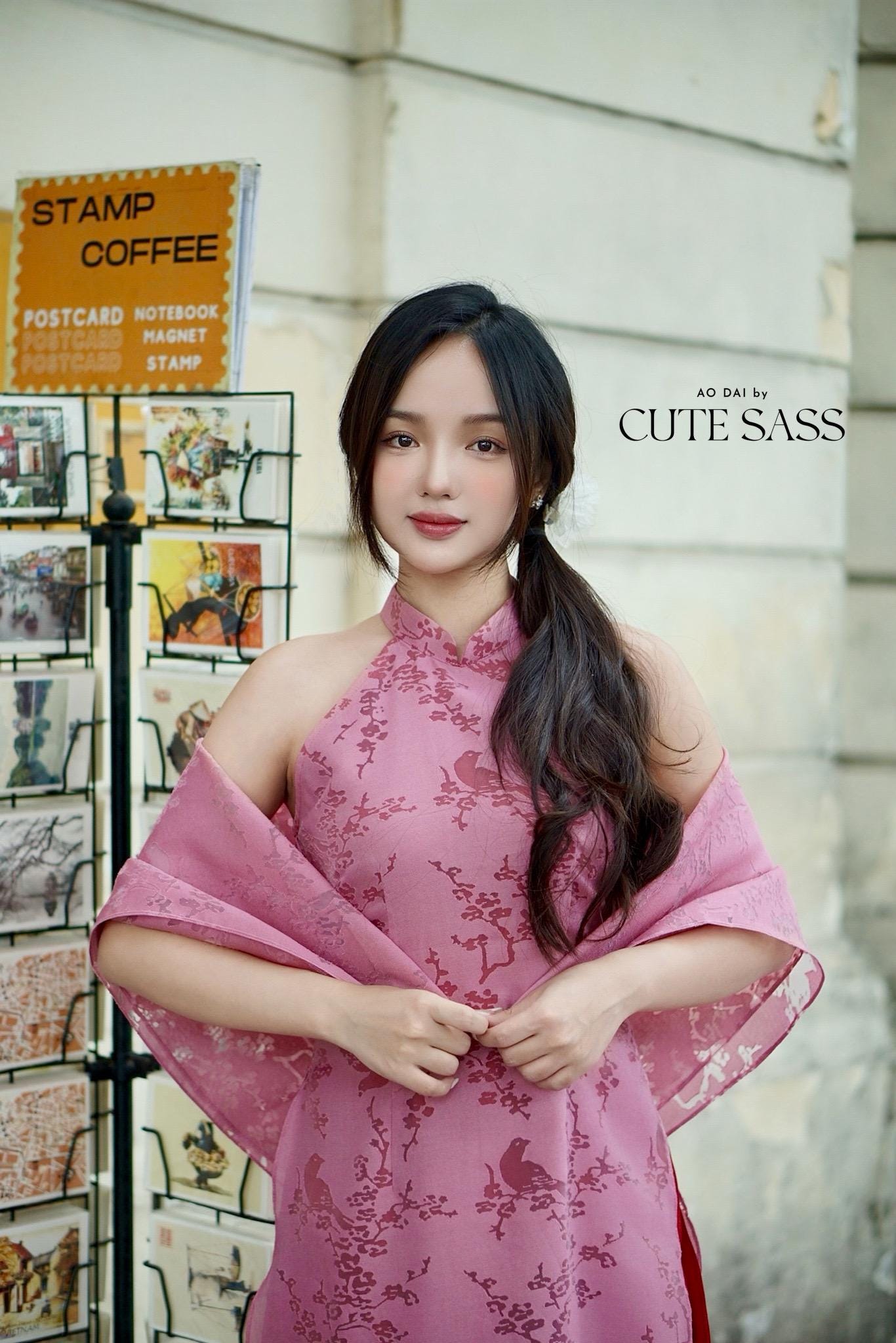Yen - Rose Glimpse Yem-Inspired Ao Dai Top Only, No Pants, No Scarf| Pre-made Modernized Vietnamese Ao Dai| Lunar New Year AoDaibyCuteSass