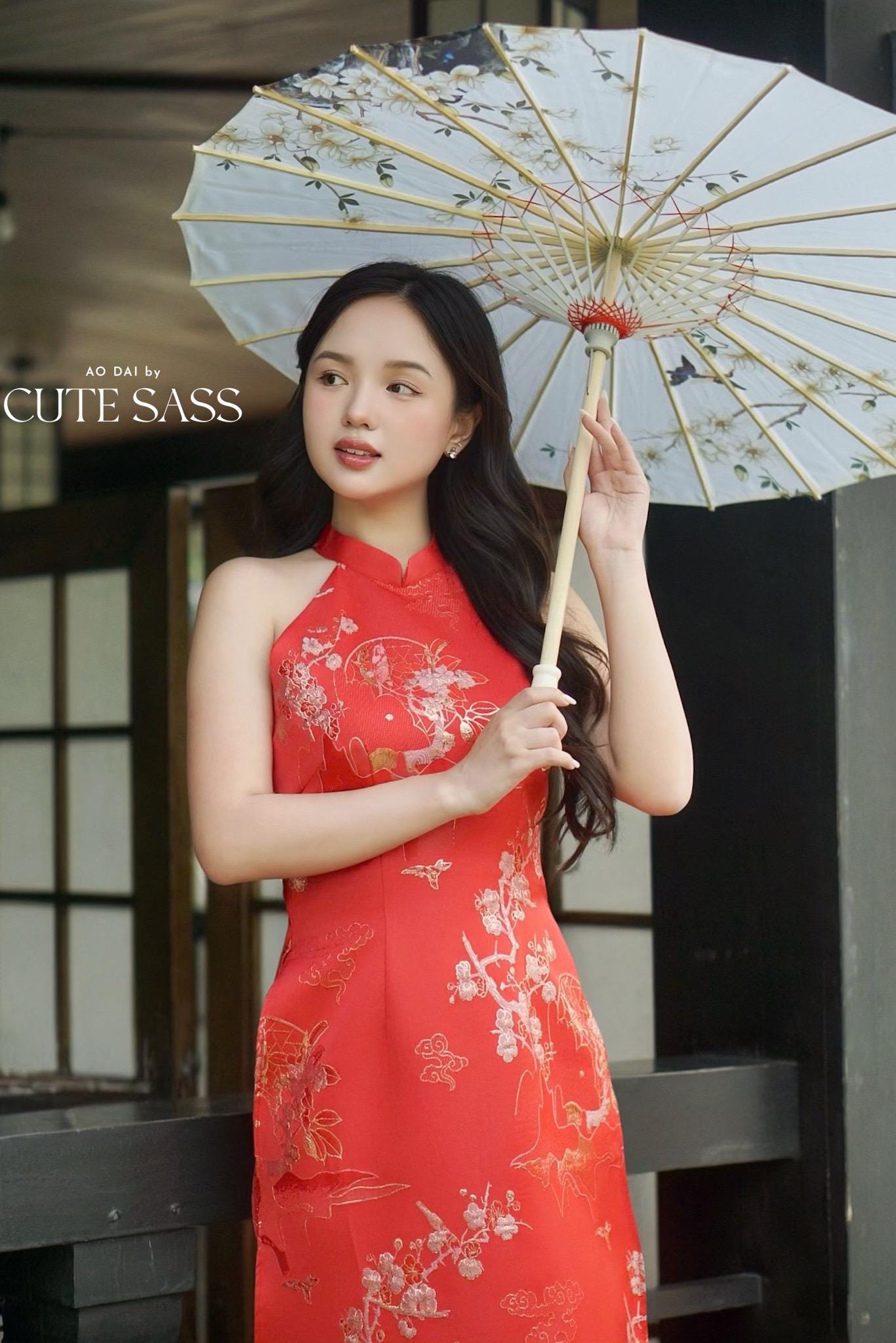 Yen - Red Heirloom Yem-Inspired Ao Dai Top Only, No Pants| Pre-made Modernized Vietnamese Ao Dai| Lunar New Year AoDaibyCuteSass