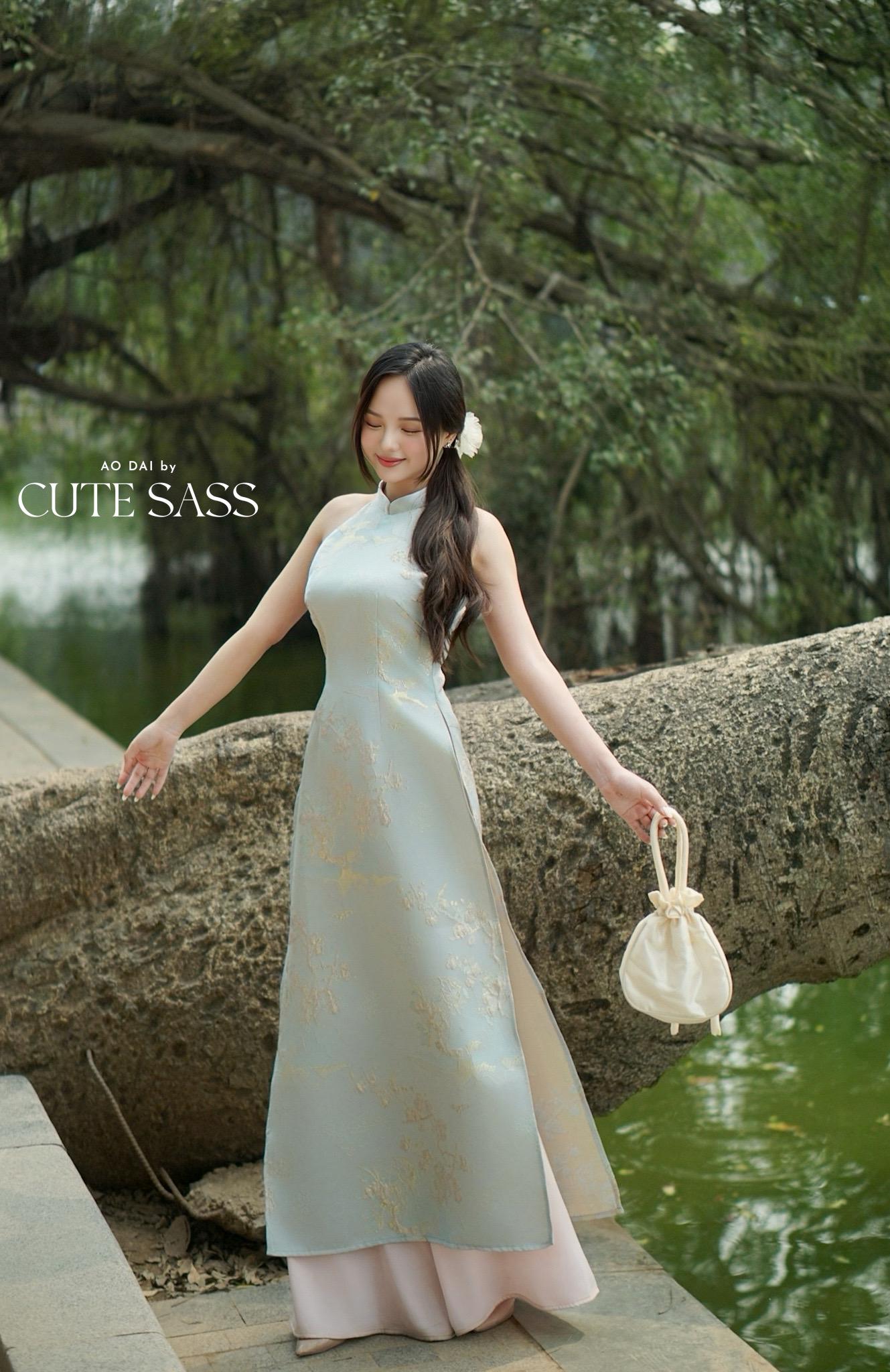 Yen - Blue Heirloom Yem-Inspired Ao Dai Top Only, No Pants| Pre-made Modernized Vietnamese Ao Dai| Lunar New Year AoDaibyCuteSass