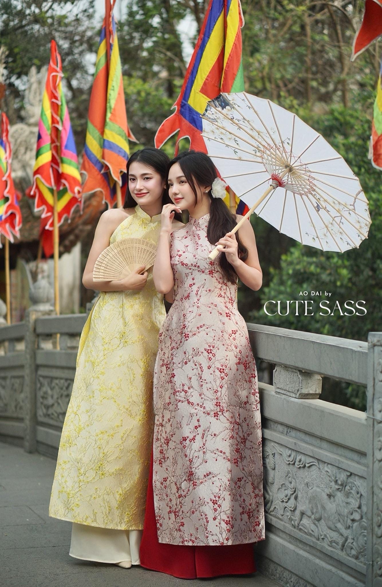 Yen - Red Ruby Sakura Yem-Inspired Ao Dai Top Only, No Pants| Pre-made Modernized Vietnamese Ao Dai| Lunar New Year AoDaibyCuteSass