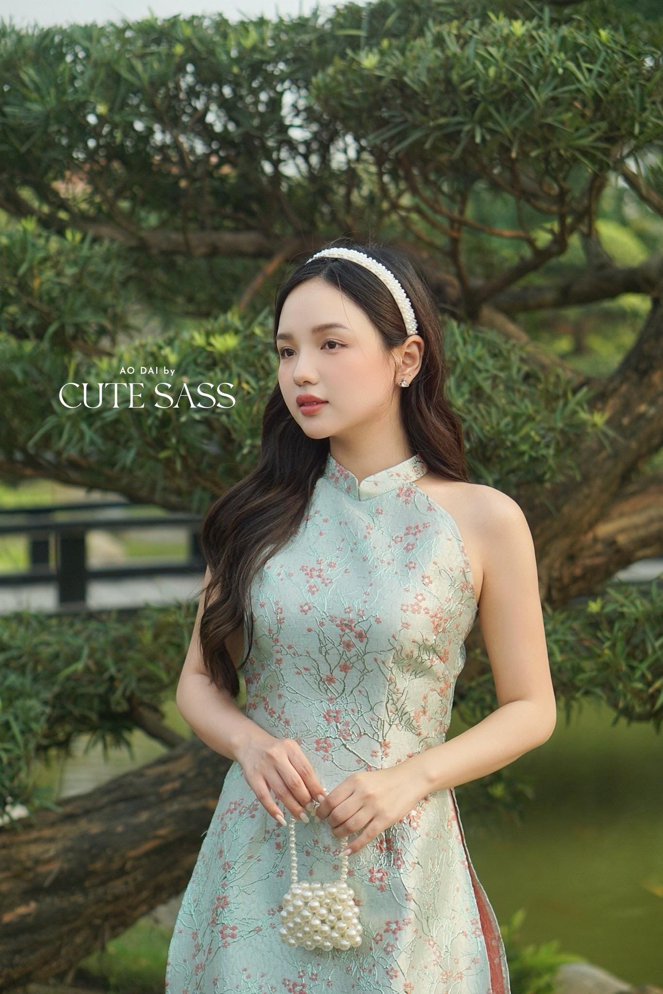 Yen - Sapphire Sakura Yem-Inspired Ao Dai Top Only, No Pants| Pre-made Modernized Vietnamese Ao Dai| Lunar New Year AoDaibyCuteSass