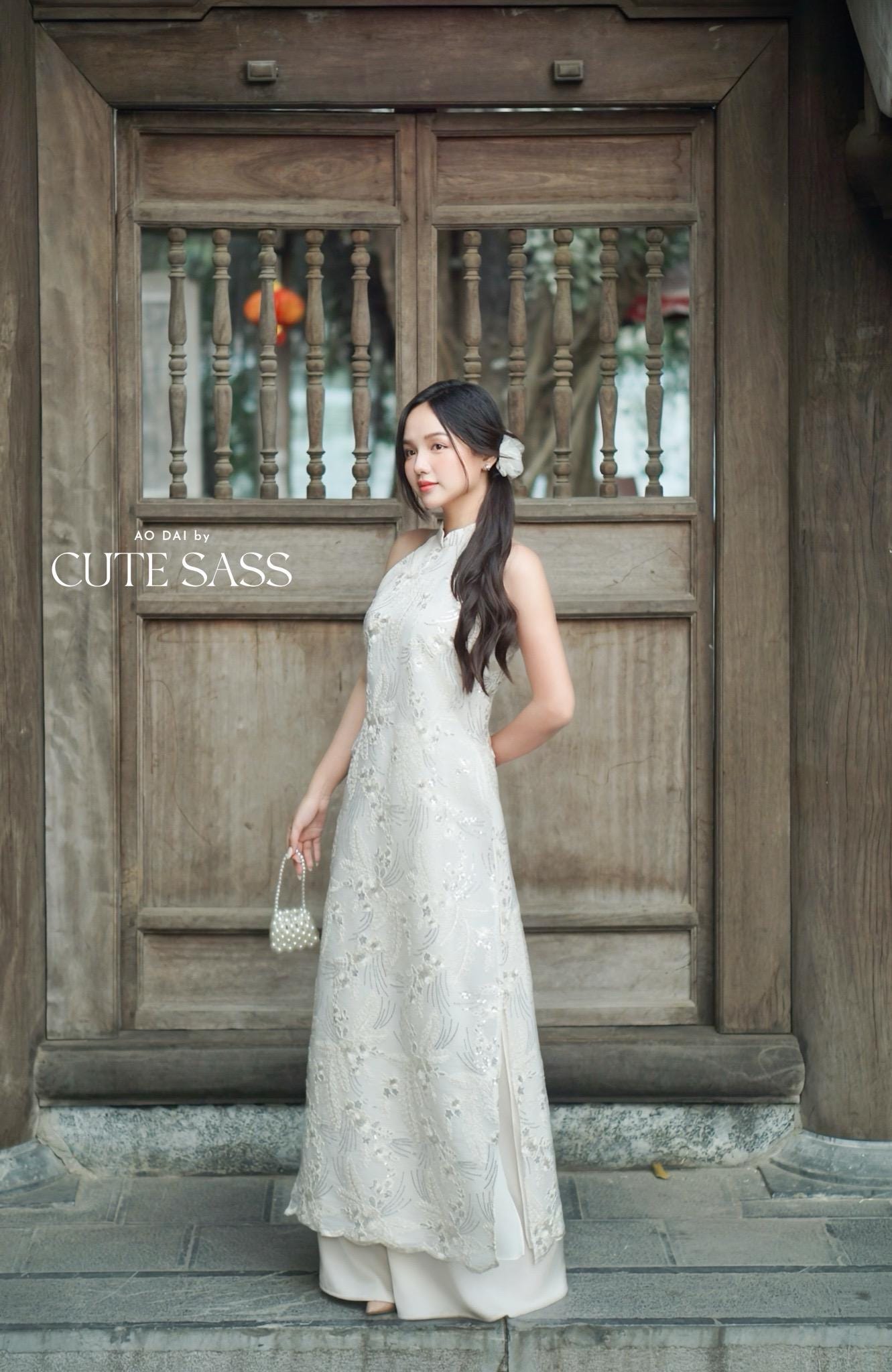 Yen - White Moonbeam Yem-Inspired Ao Dai Top Only, No Pants| Pre-made Modernized Vietnamese Ao Dai| Lunar New Year AoDaibyCuteSass