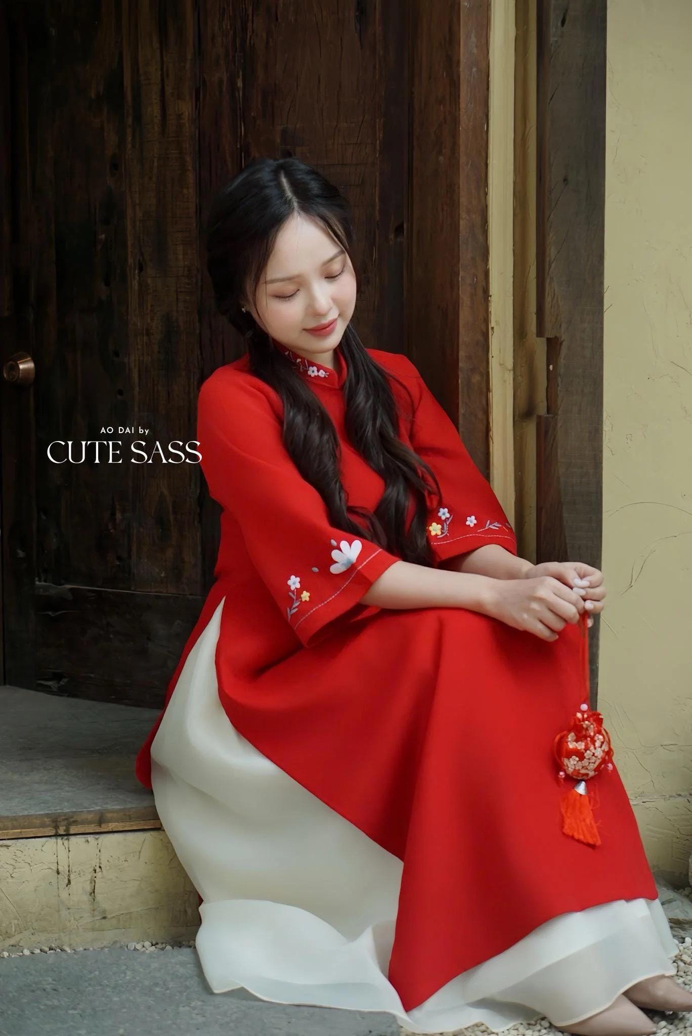 Cream Chiffon Skirt - Modern Length 90 cm 43B AoDaibyCuteSass