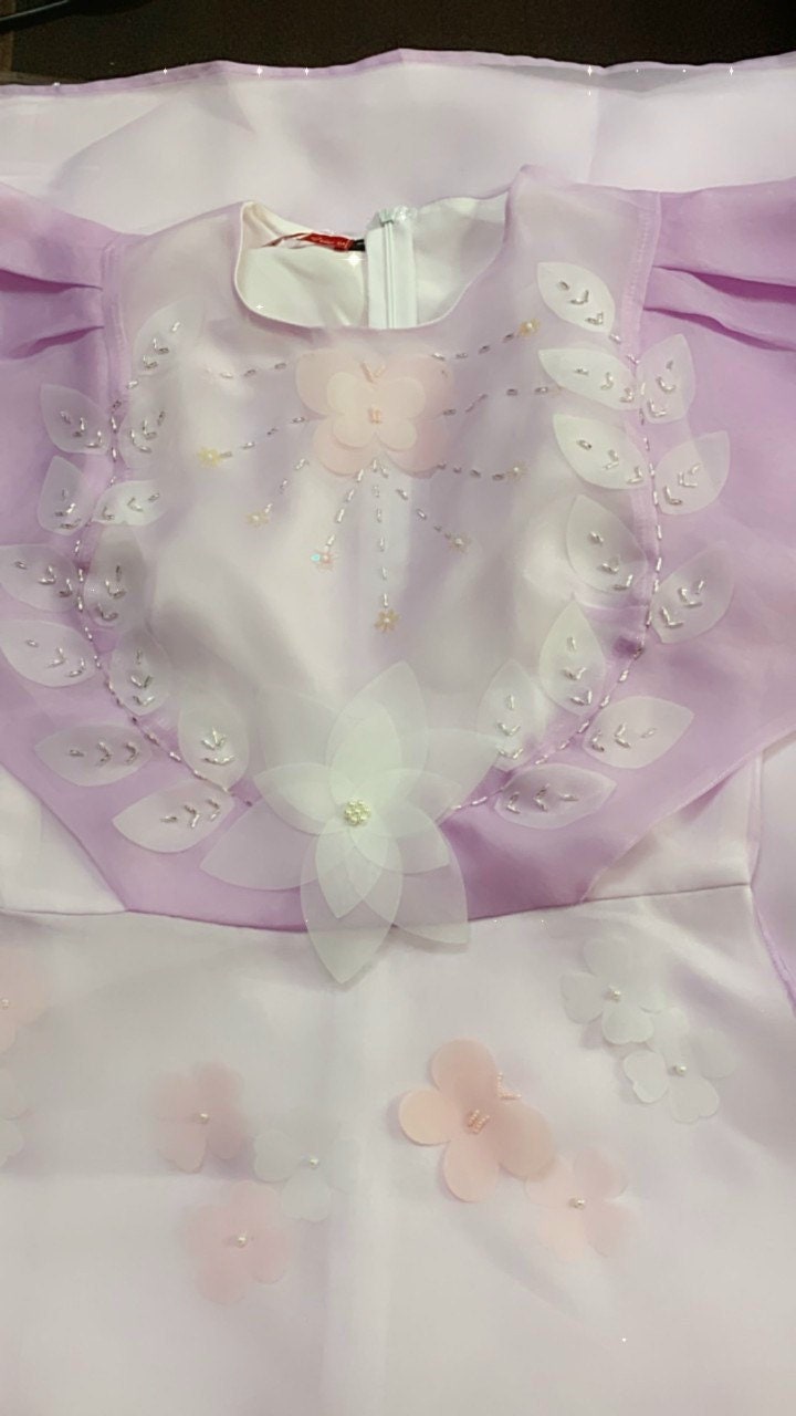 Wing Sleeve Purple Ao Dai Set