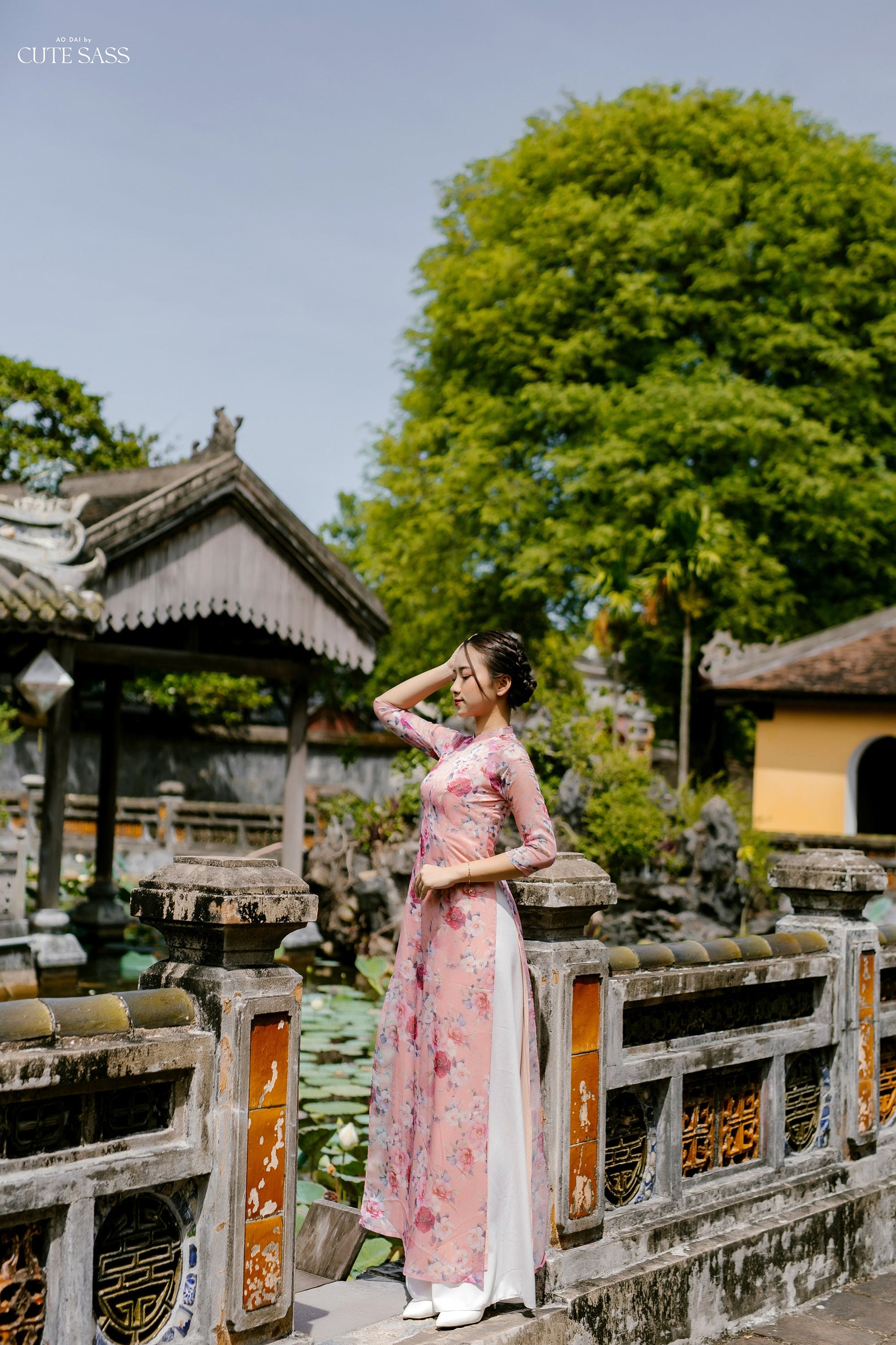Delicate Flowers Chiffon Ao Dai Top Only (NO Pants)