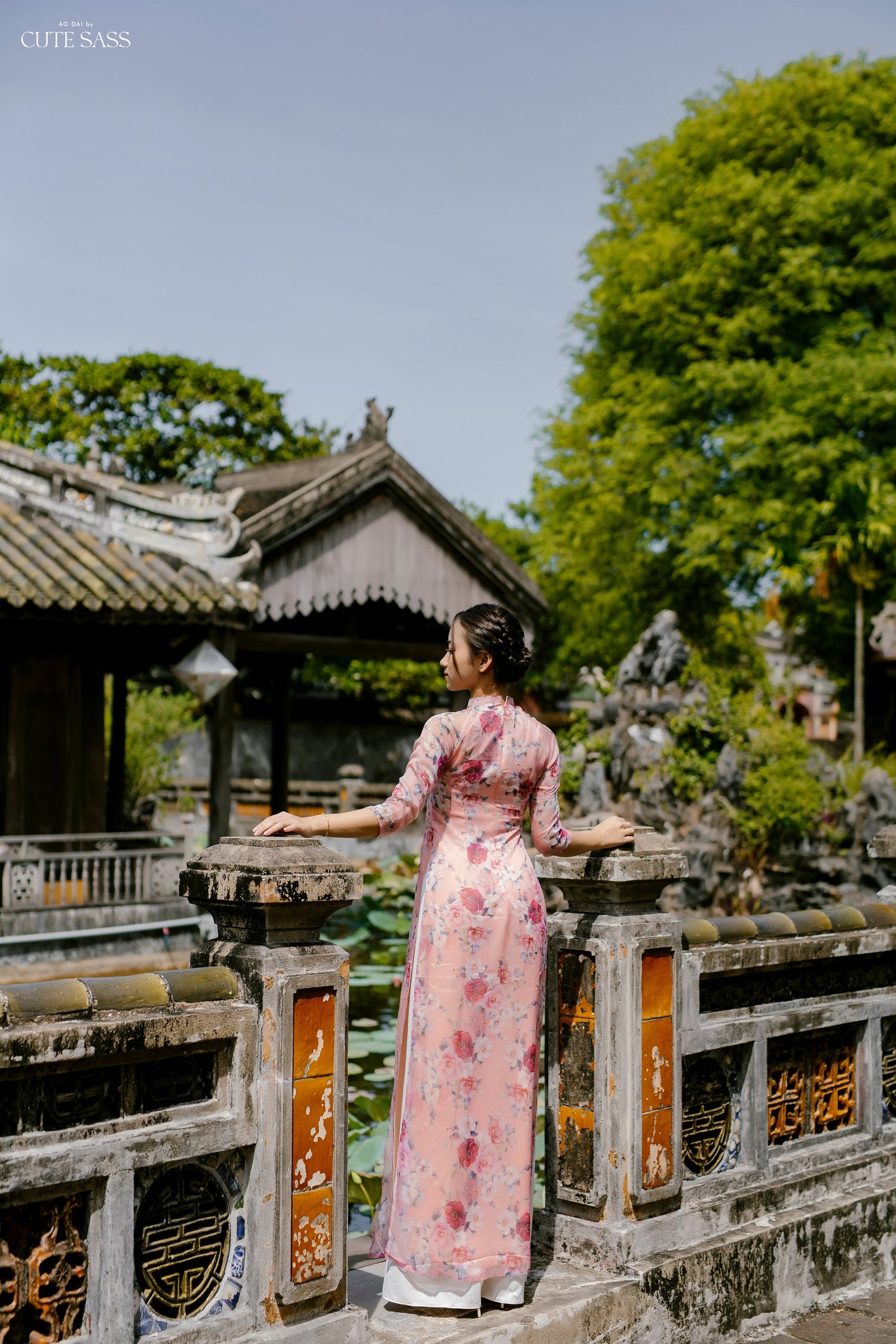 Delicate Flowers Chiffon Ao Dai Top Only (NO Pants)