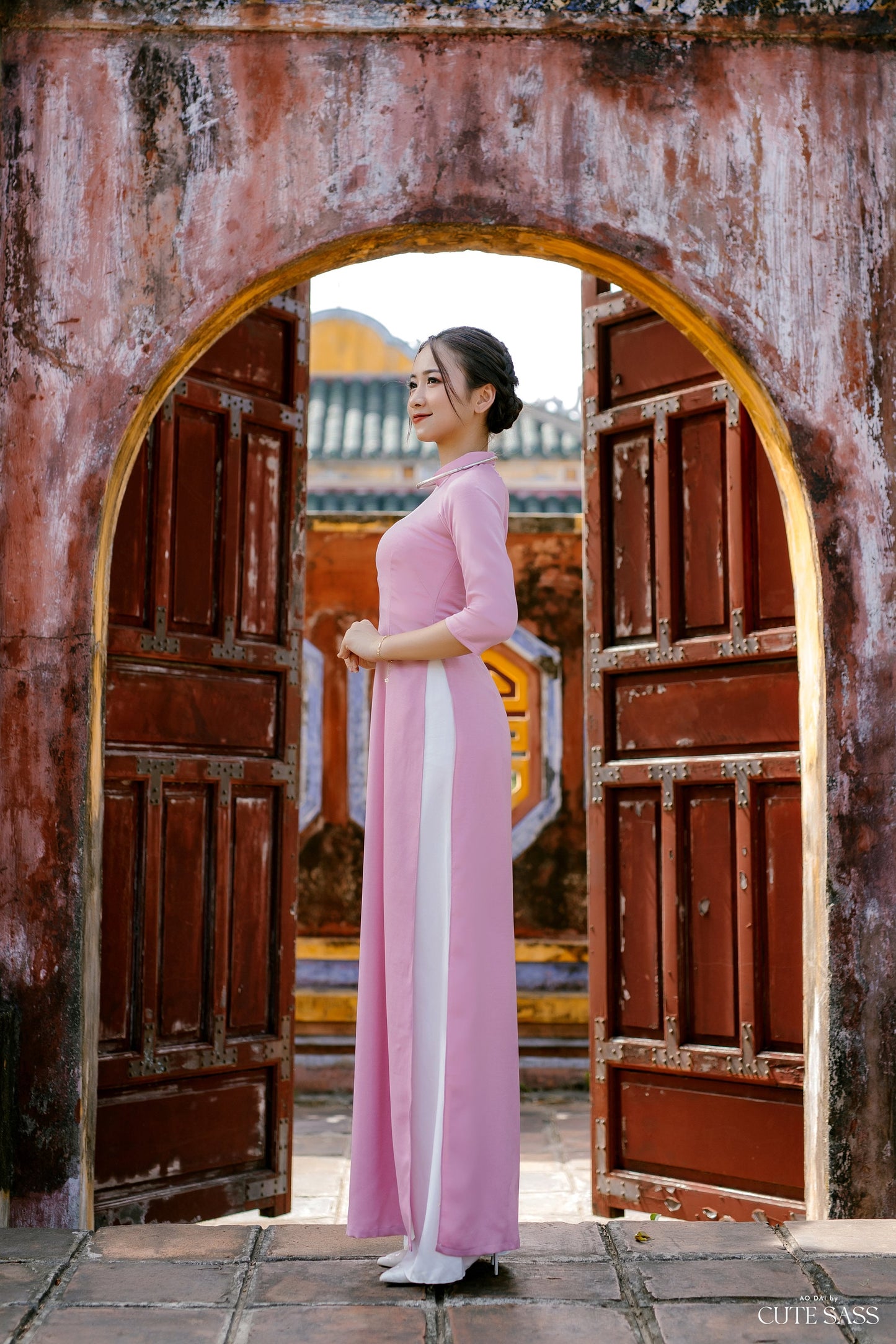 Tay Thi Silk Plain Ao Dai Set (Pink, White, Purple, Yellow) | Pre-made Traditional Vietnamese Ao Dai| Women Ao Dai with Pants|Lunar New Year