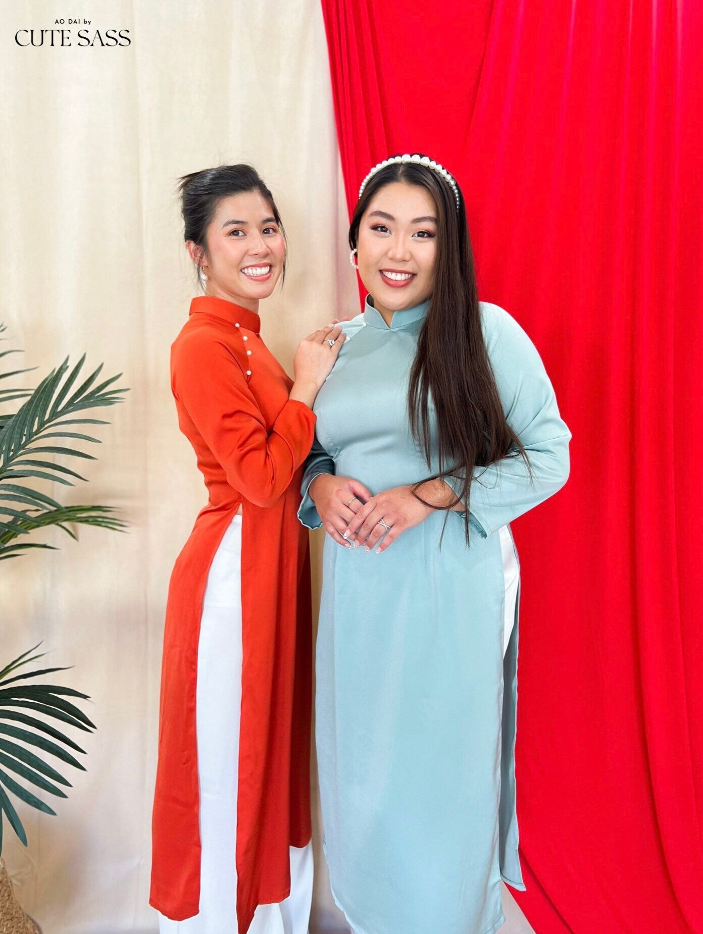Mint Ngoc Trai Silk Pearl Ao Dai Set | Pre-made Traditional Vietnamese Ao Dai| Lunar New Year| Ao Dai Truyen Thong| Women Ao Dai with Pants