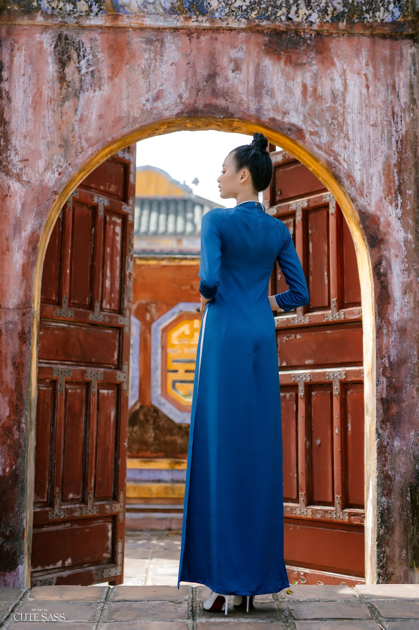 Tay Thi Silk Plain Ao Dai Set (Prussian, Mint, Black, Orange) | Pre-made Traditional Vietnamese Ao Dai| Women Ao Dai with Pants