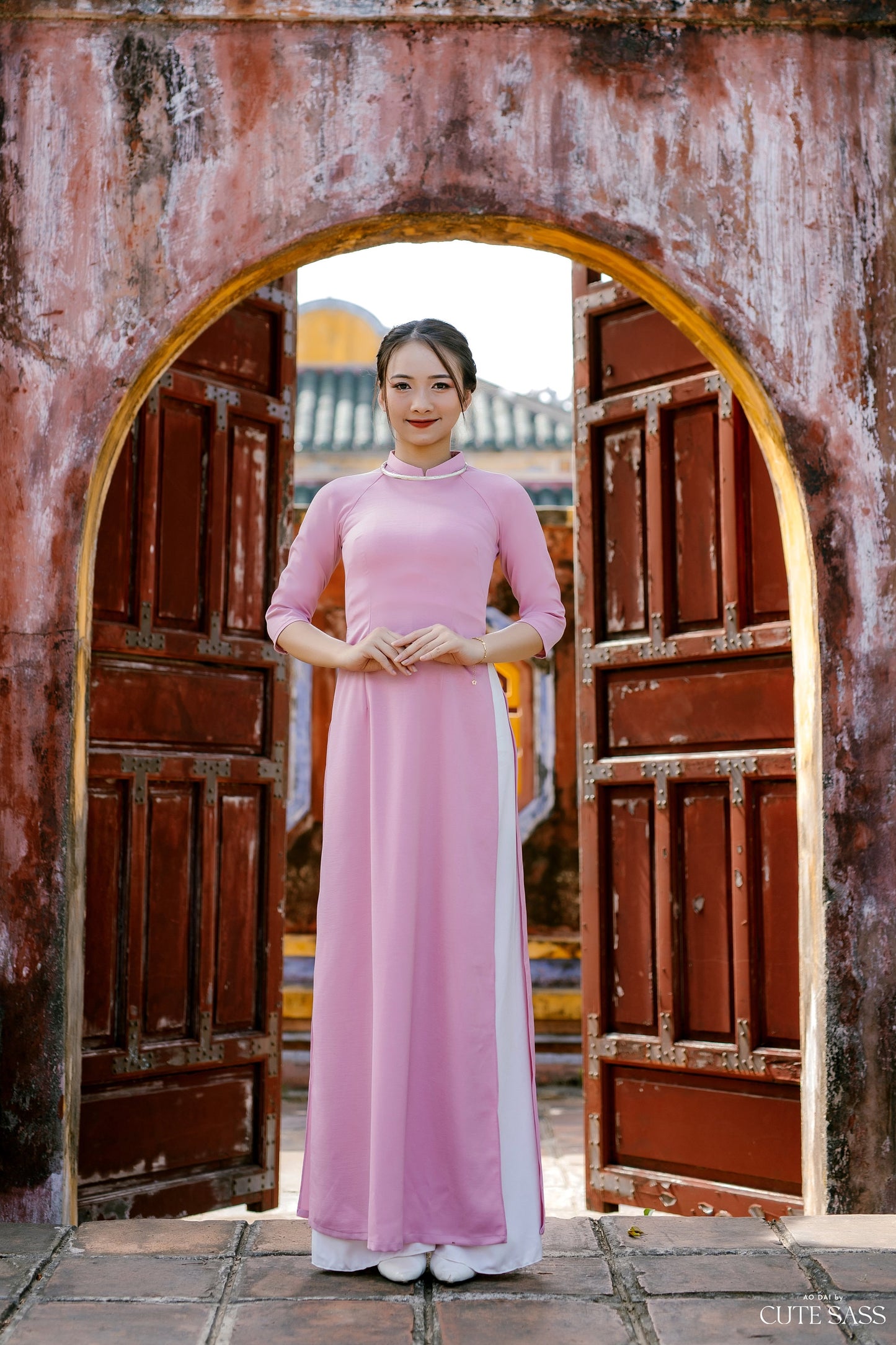 Tay Thi Silk Plain Ao Dai Set (Pink, White, Purple, Yellow) | Pre-made Traditional Vietnamese Ao Dai| Women Ao Dai with Pants|Lunar New Year