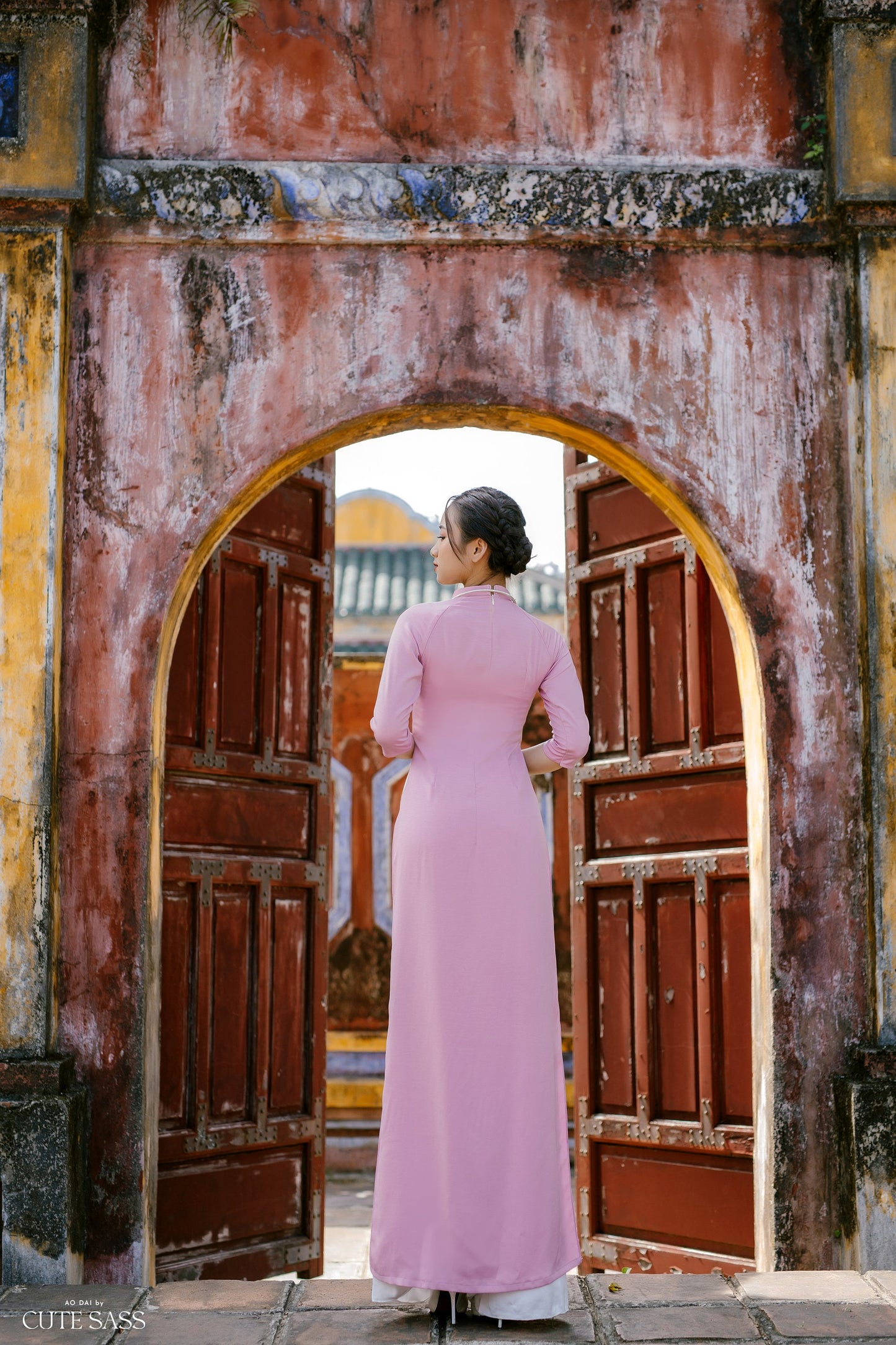 Tay Thi Silk Plain Ao Dai Set (Pink, White, Purple, Yellow) | Pre-made Traditional Vietnamese Ao Dai| Women Ao Dai with Pants|Lunar New Year