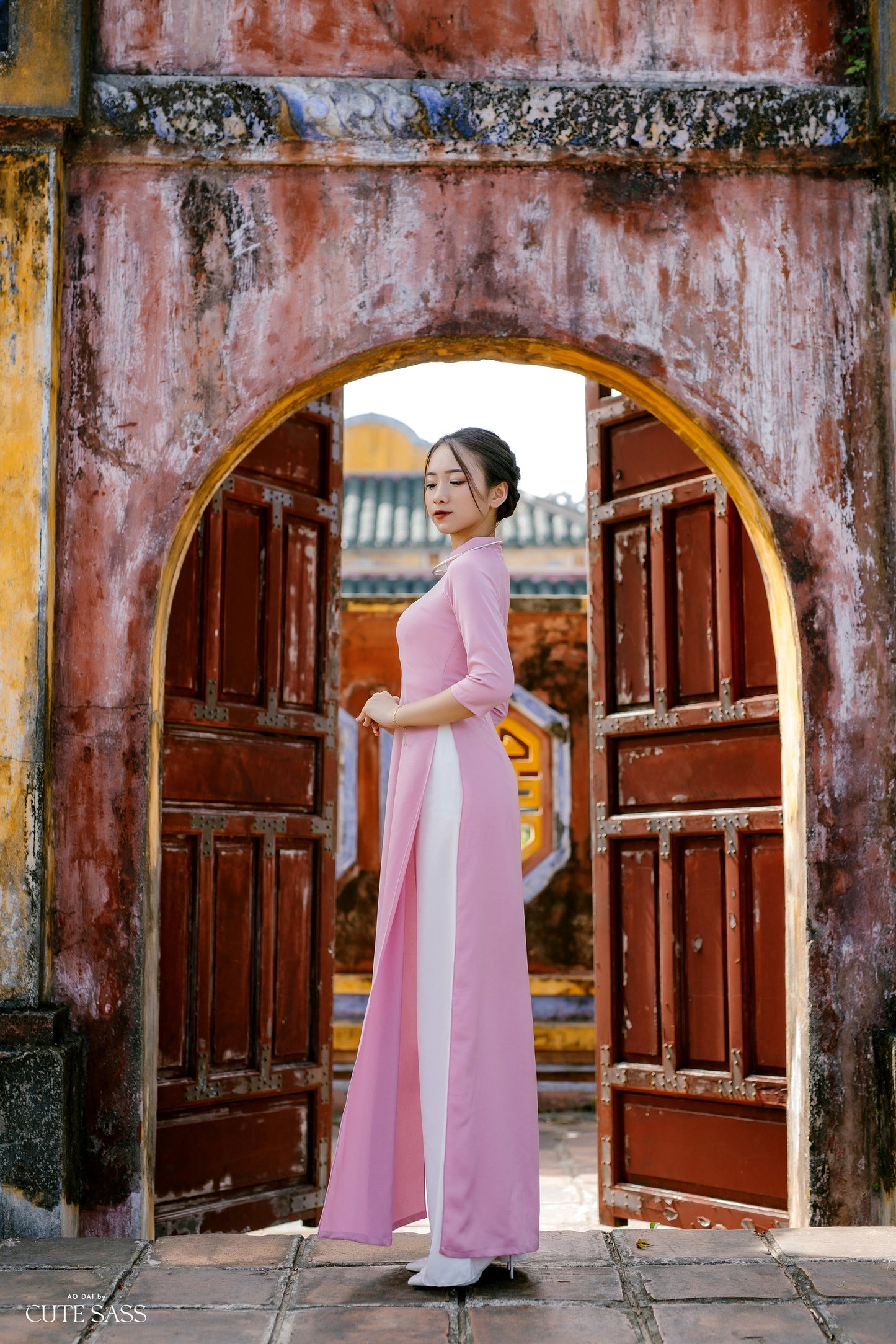 Tay Thi Silk Plain Ao Dai Set (Pink, White, Purple, Yellow) | Pre-made Traditional Vietnamese Ao Dai| Women Ao Dai with Pants|Lunar New Year