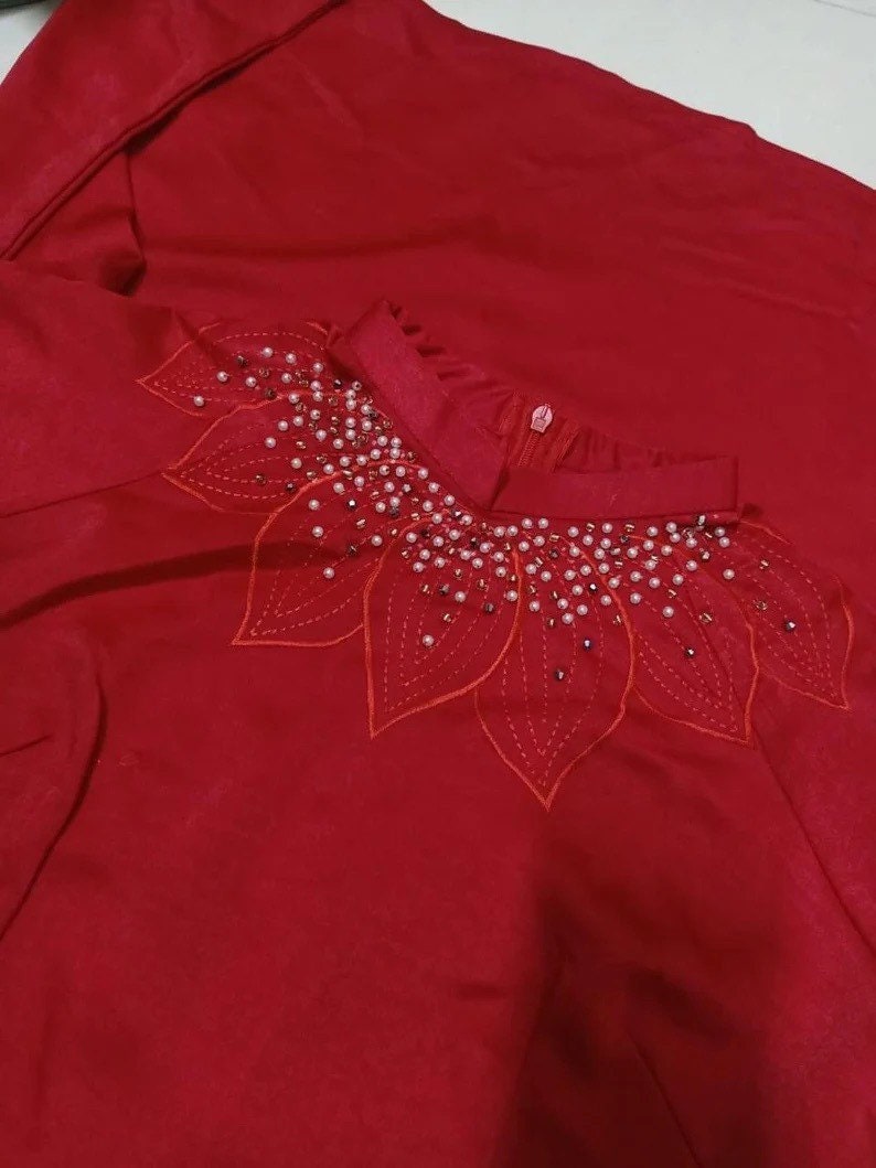 Sparkle Neck Detail Ao Dai Set