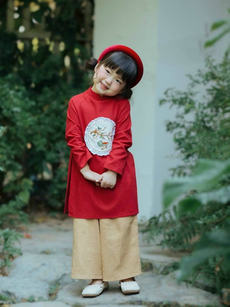 Sibling Red Ao Dai Set