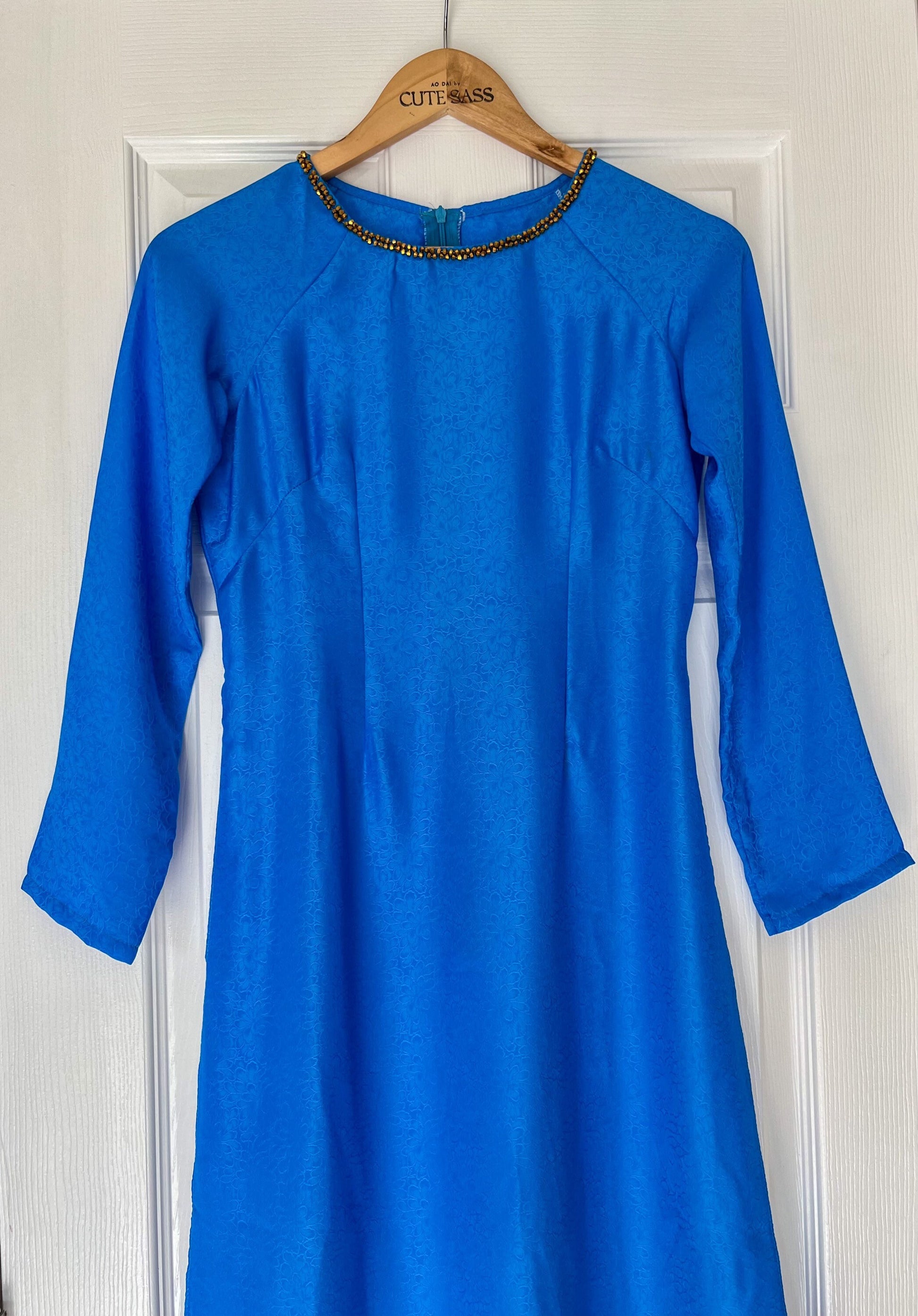 Thai Tuan Round Neck Silk Ao Dai Top Only (No Pants) MULTIPLE COLORS