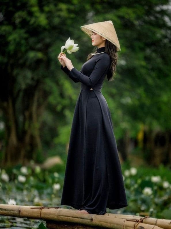 Tay Thi Silk Plain Ao Dai Set (Prussian, Mint, Black, Orange) | Pre-made Traditional Vietnamese Ao Dai| Women Ao Dai with Pants