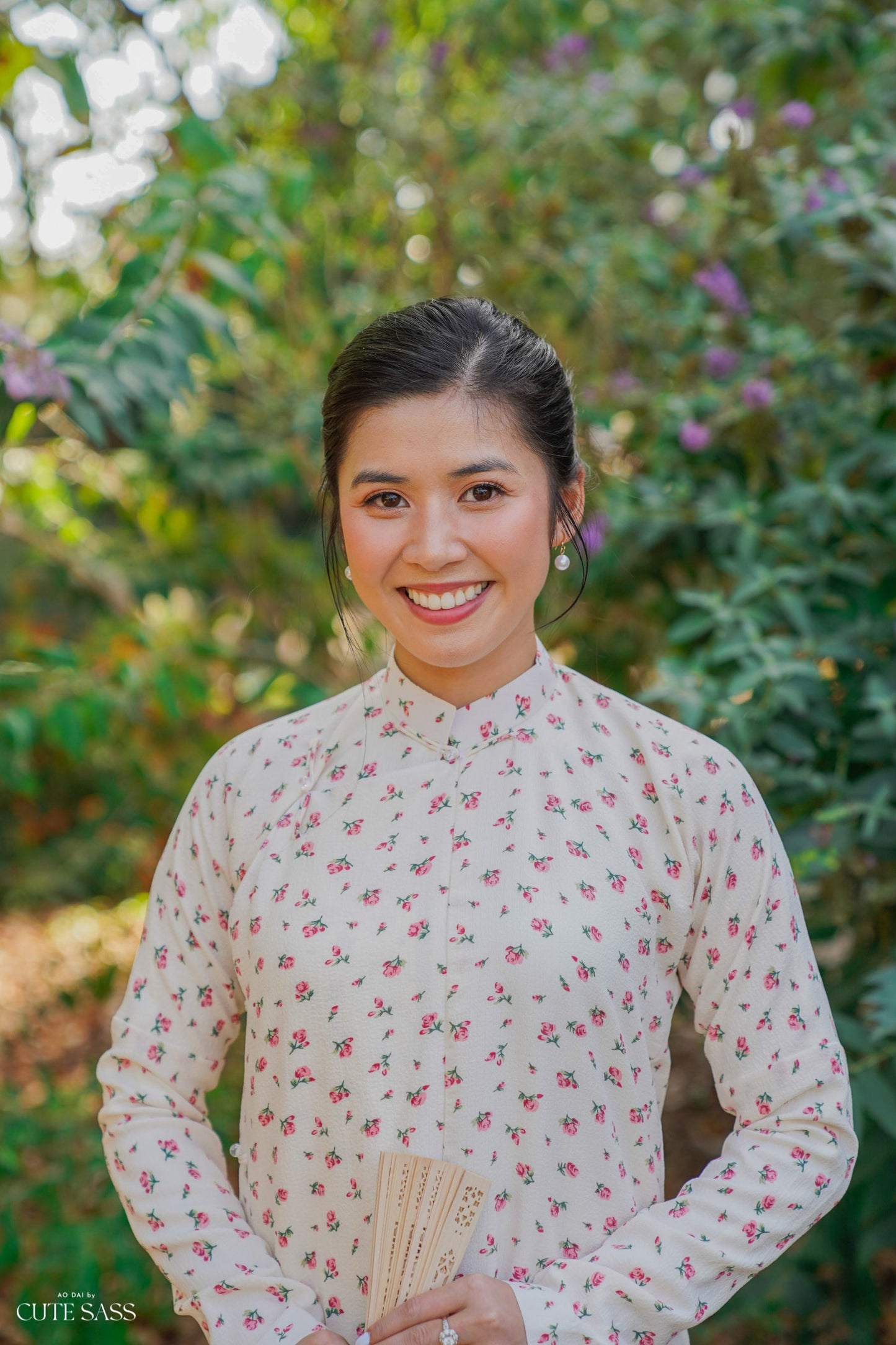 Áo Ngũ Thân Tay Chẽn Set - Red Roses