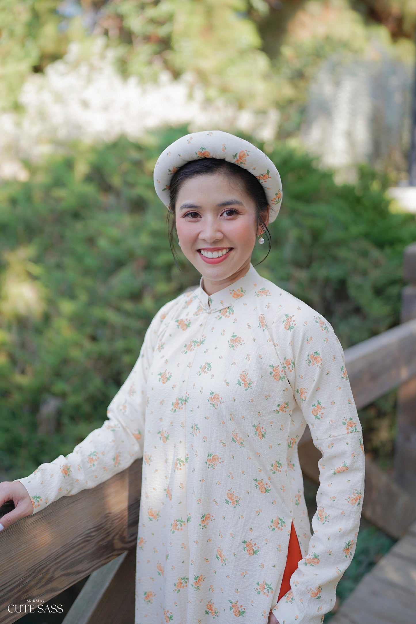 Áo Ngũ Thân Tay Chẽn Set - Orange Roses