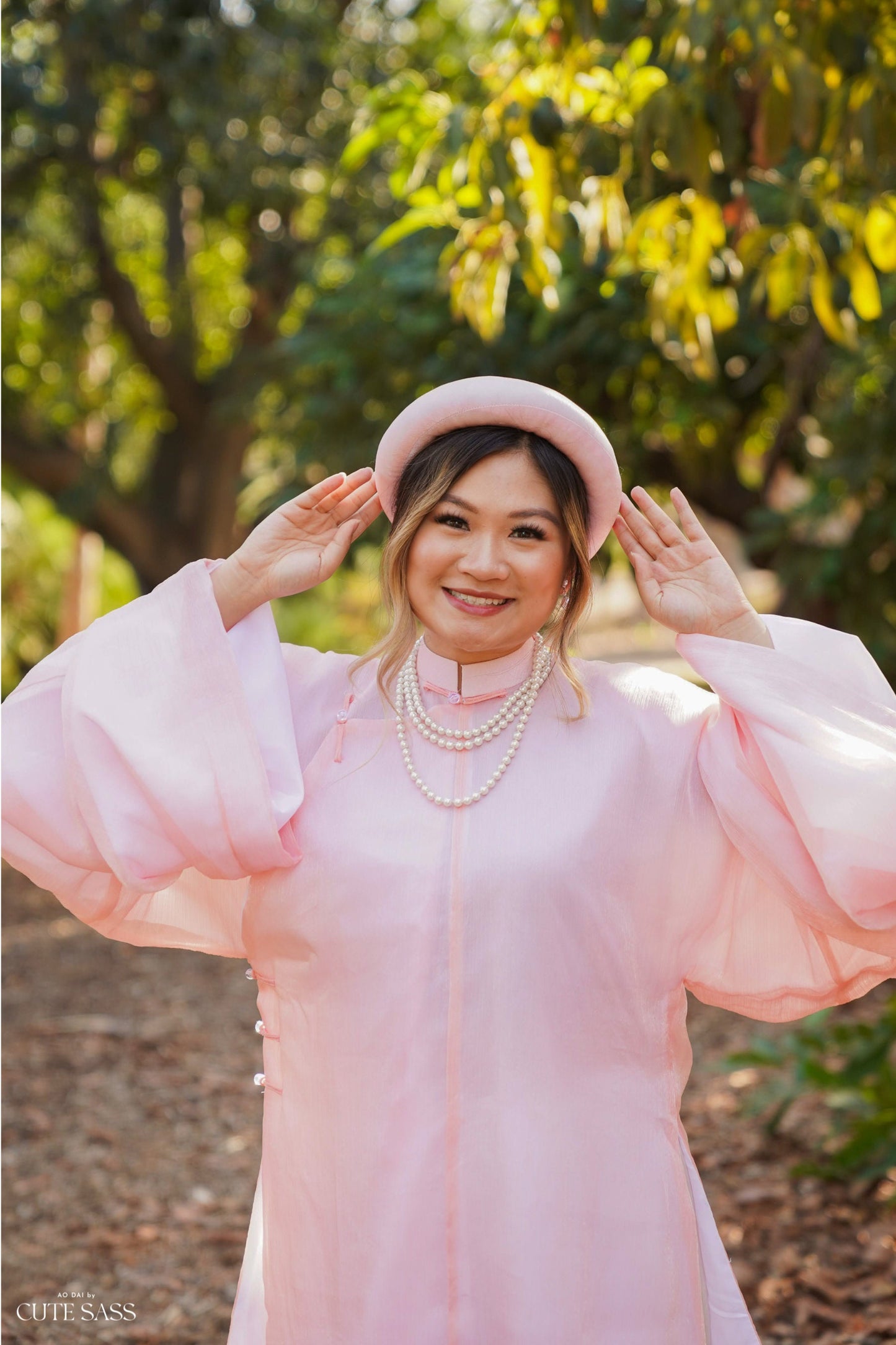 Áo Tấc - Peach (Top and Headband, No Pants)
