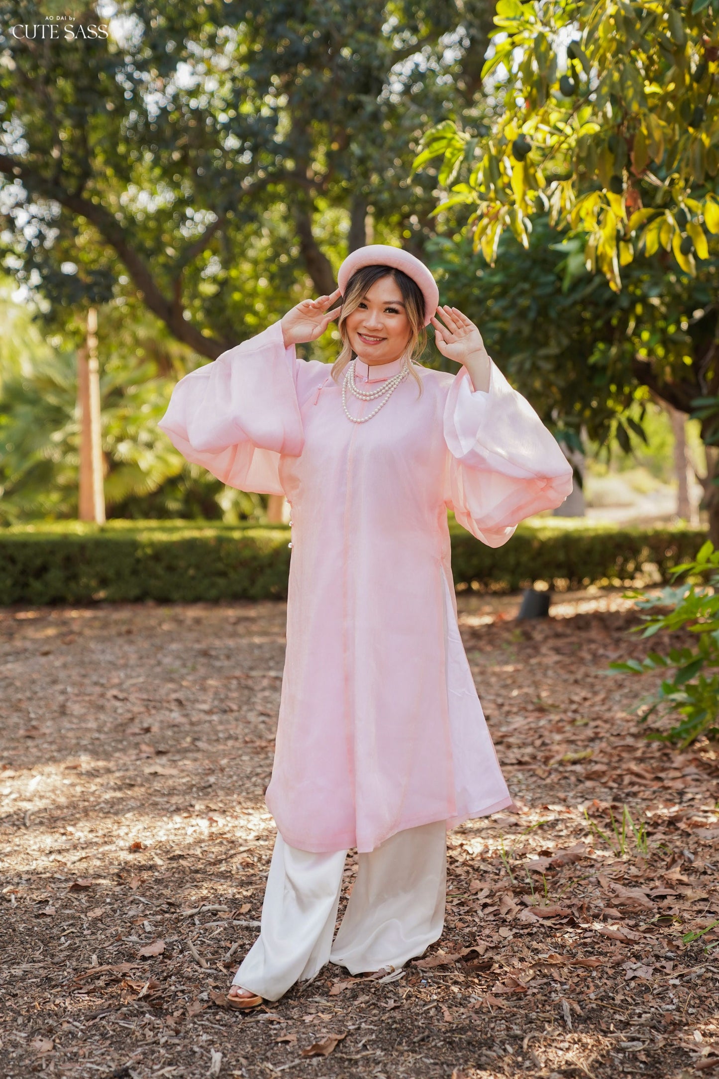 Áo Tấc - Peach (Top and Headband, No Pants)