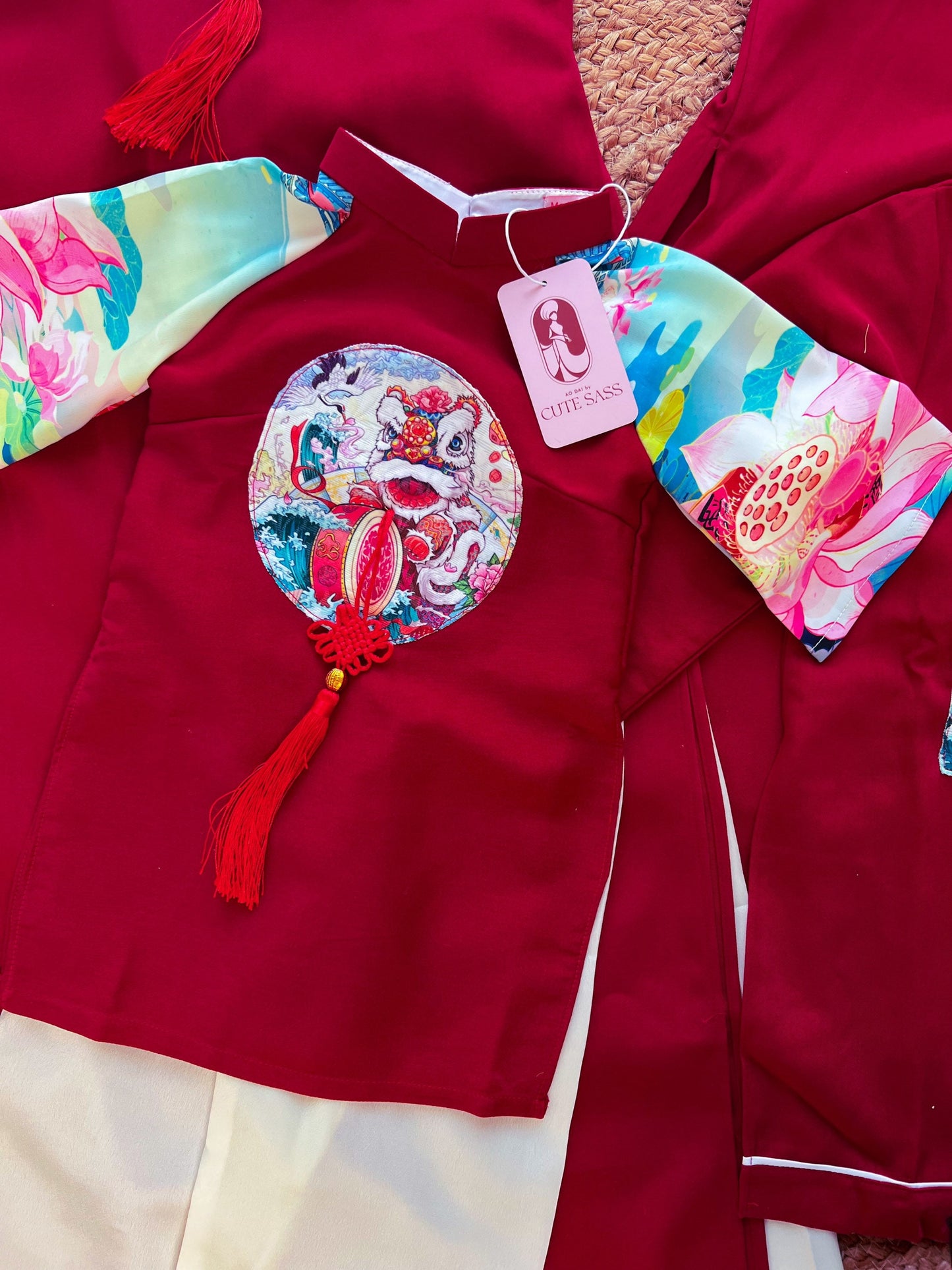 Family Red Lotus & Koi Ao Dai Set