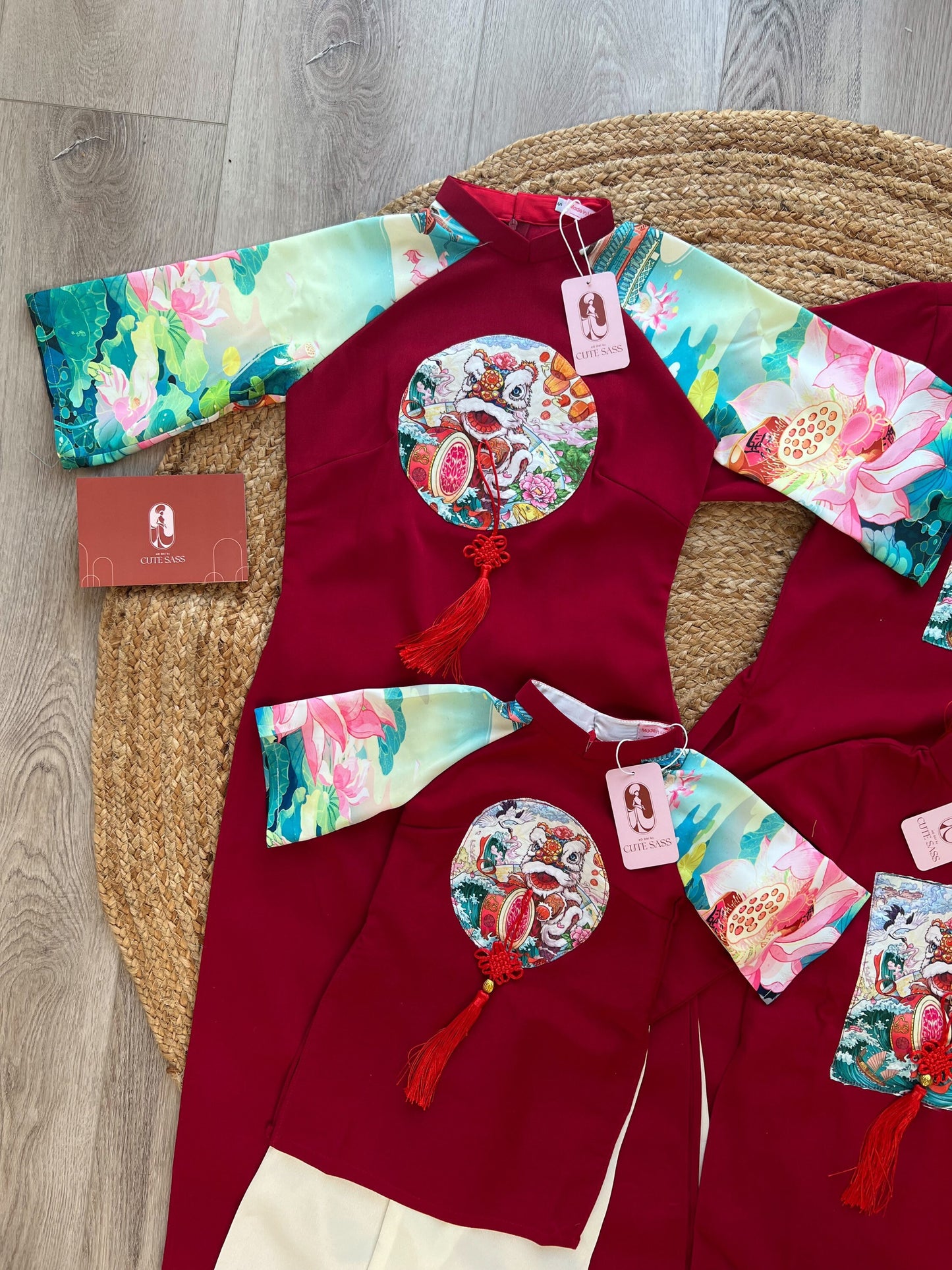Family Red Lotus & Koi Ao Dai Set