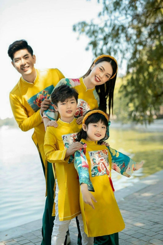 Family Yellow Lotus & Koi Ao Dai Set