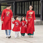 Family Red Embroidery Ao Dai Set