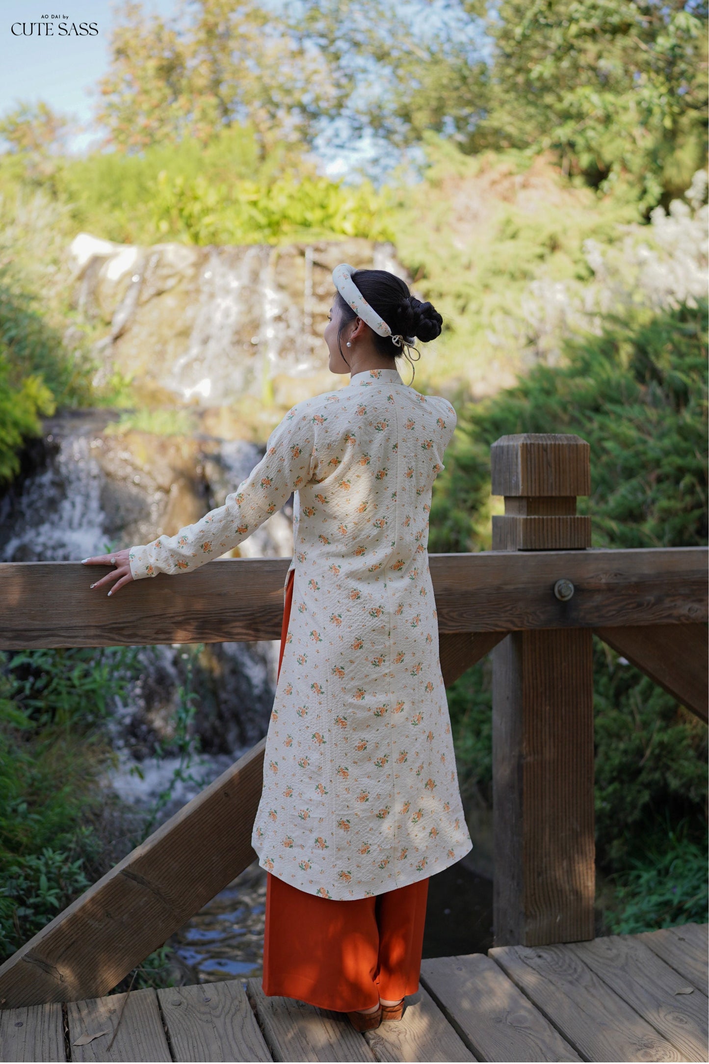 Áo Ngũ Thân Tay Chẽn Set - Orange Roses