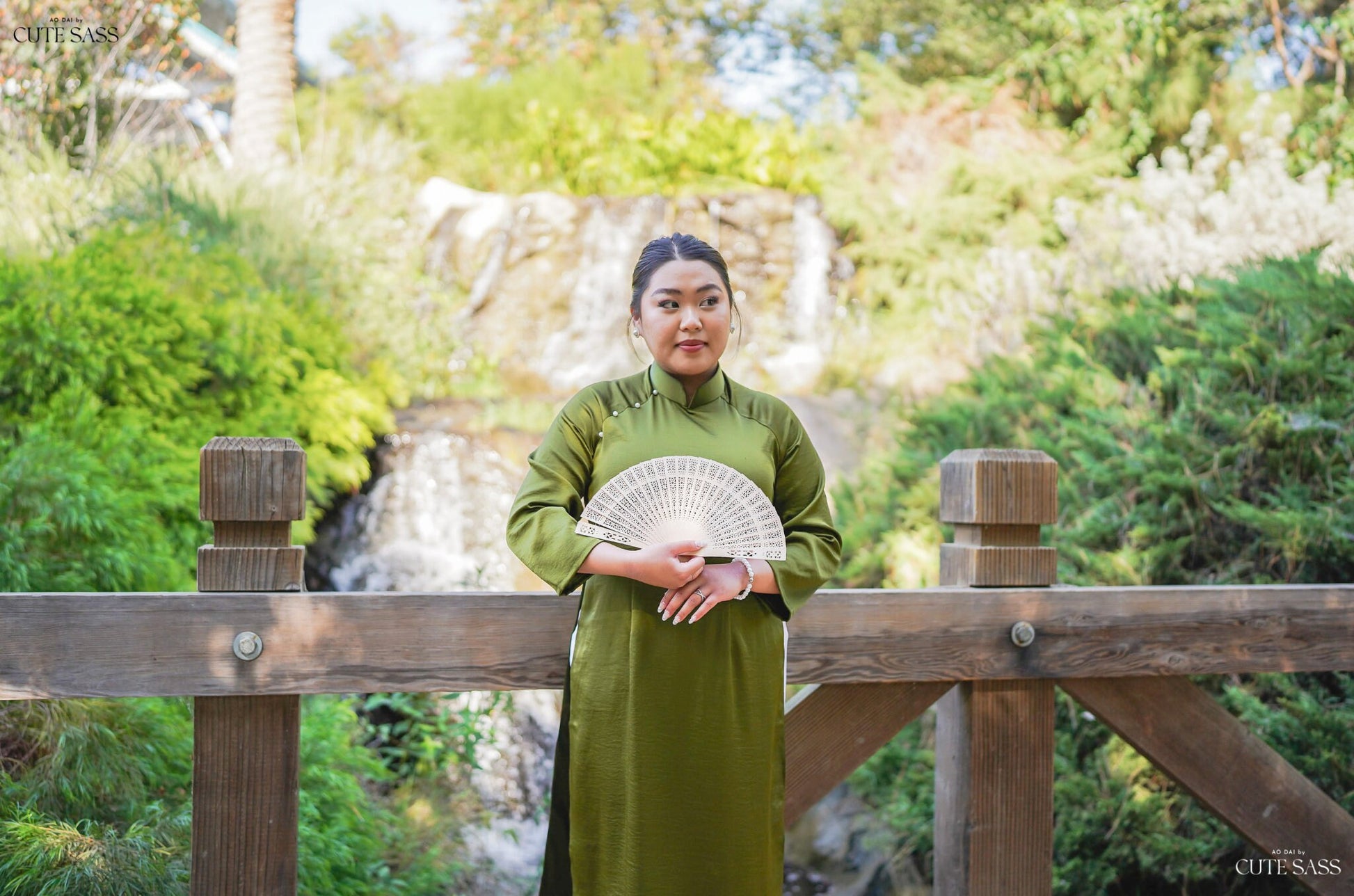 Dark Green Ngoc Trai Silk Pearl Ao Dai Set