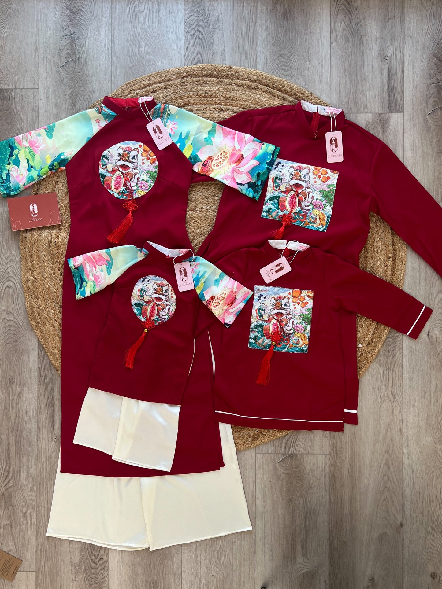 Family Red Lotus & Koi Ao Dai Set
