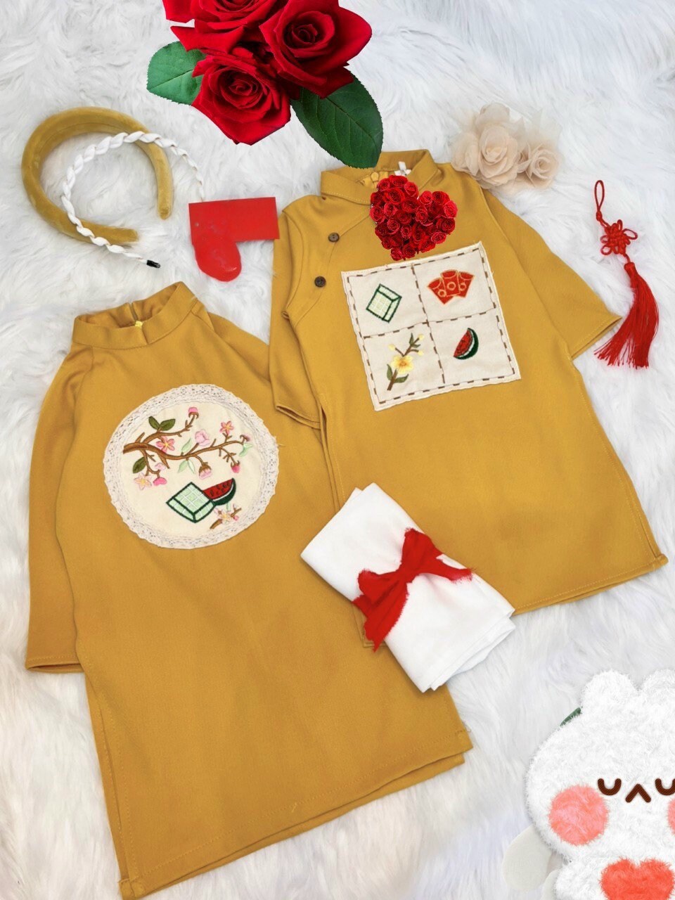 Sibling Yellow Ao Dai Set
