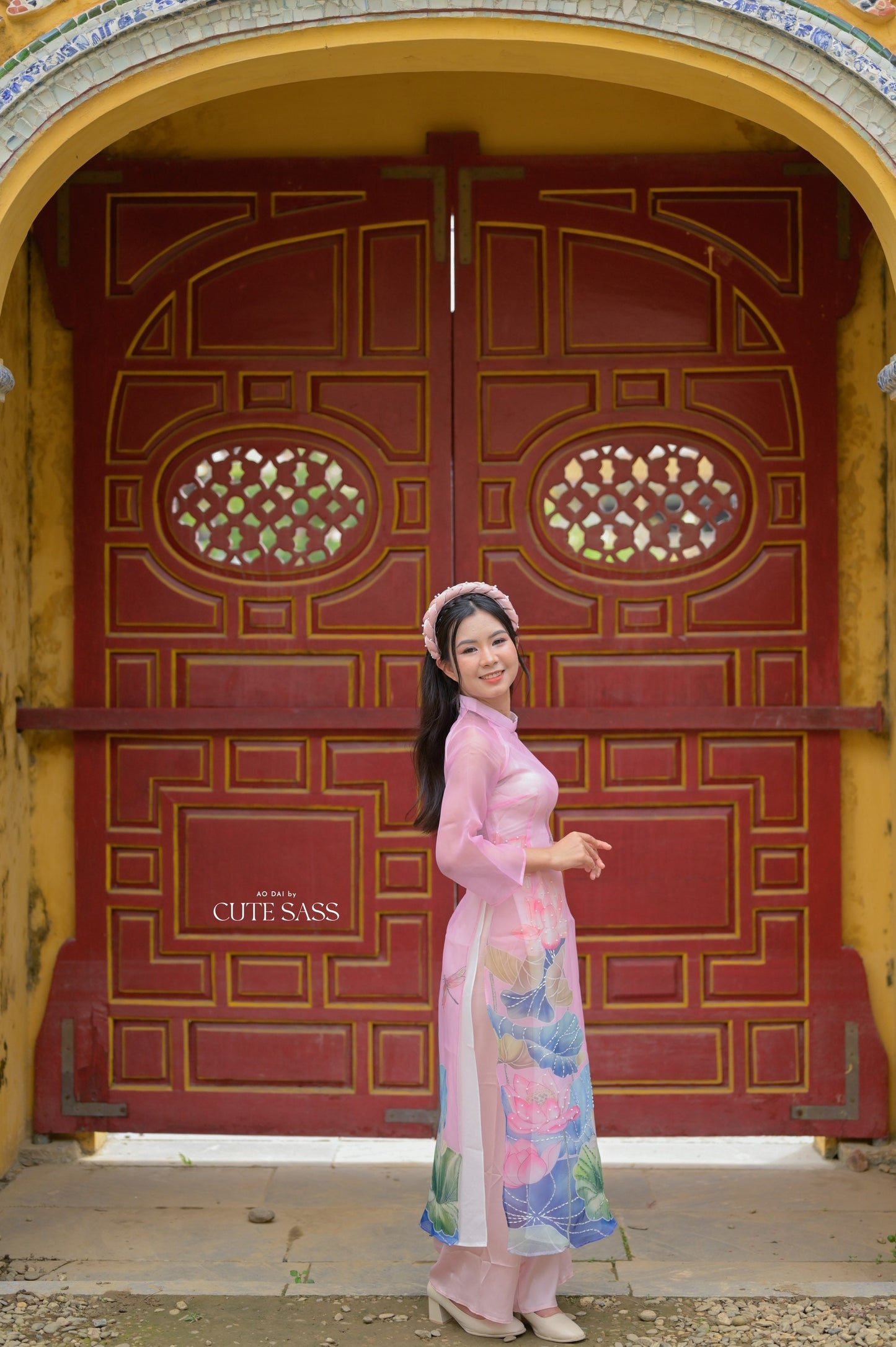 Pastel Lavender Sparkle Lotus Ao Dai Set