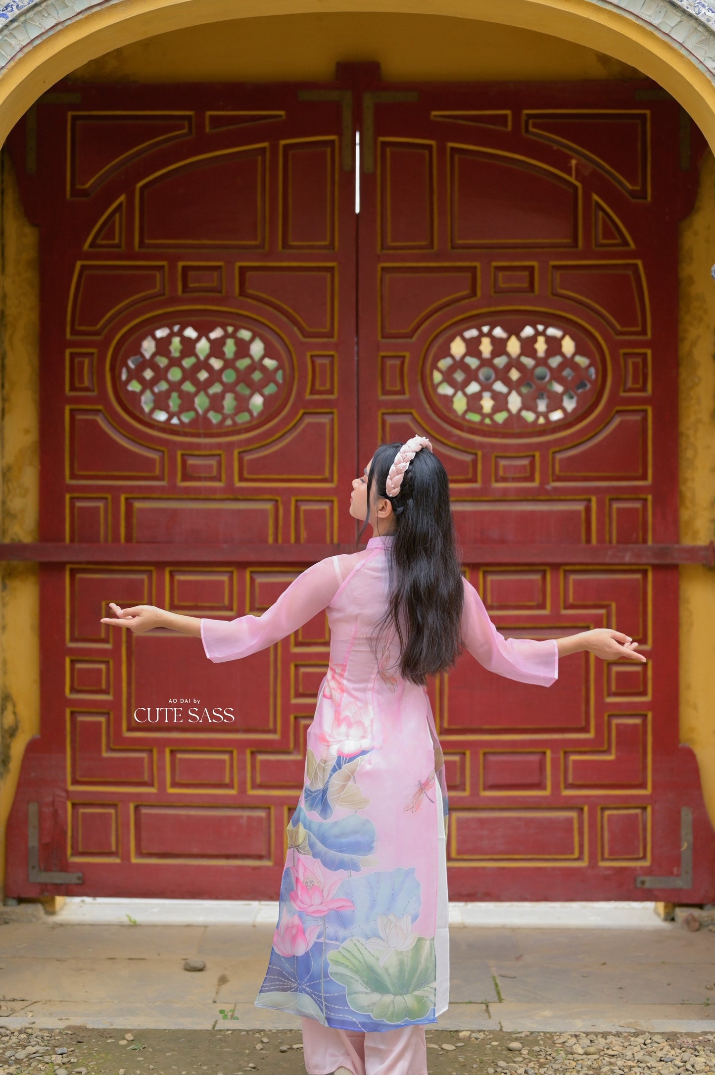 Pastel Lavender Sparkle Lotus Ao Dai Set