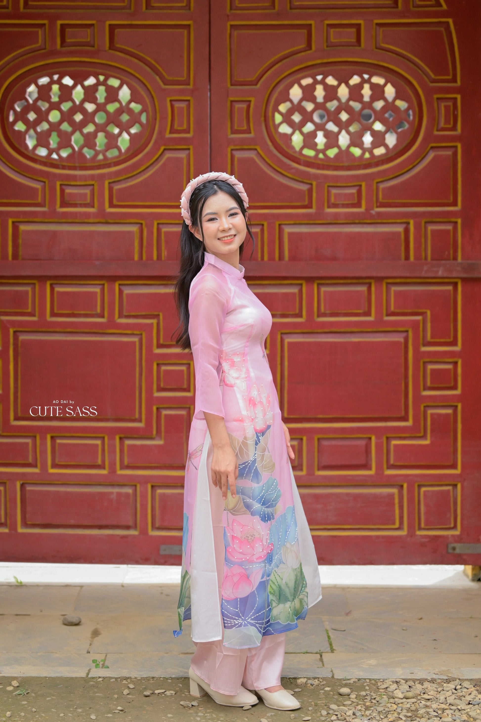 Pastel Lavender Sparkle Lotus Ao Dai Set