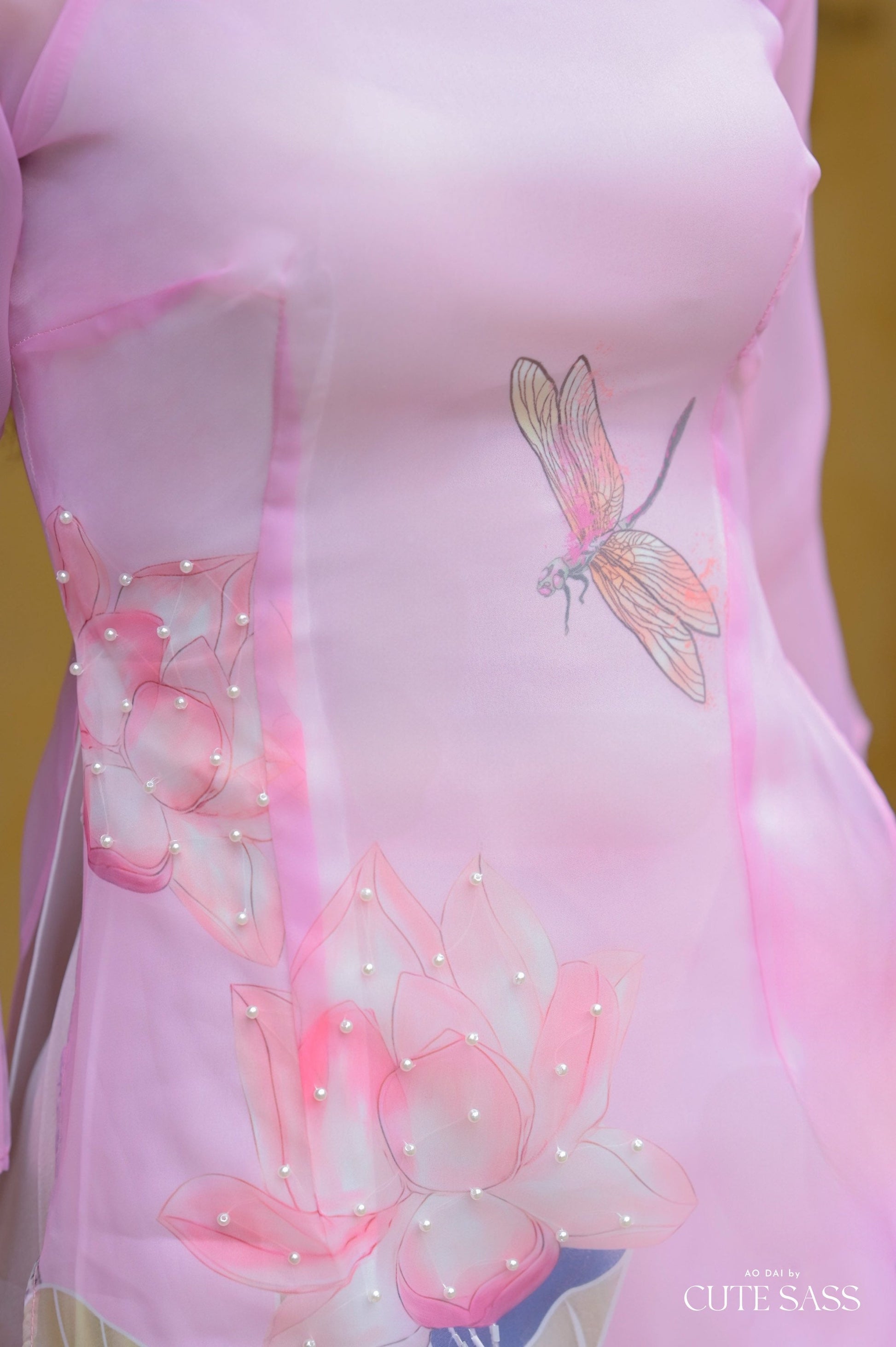 Pastel Lavender Sparkle Lotus Ao Dai Set