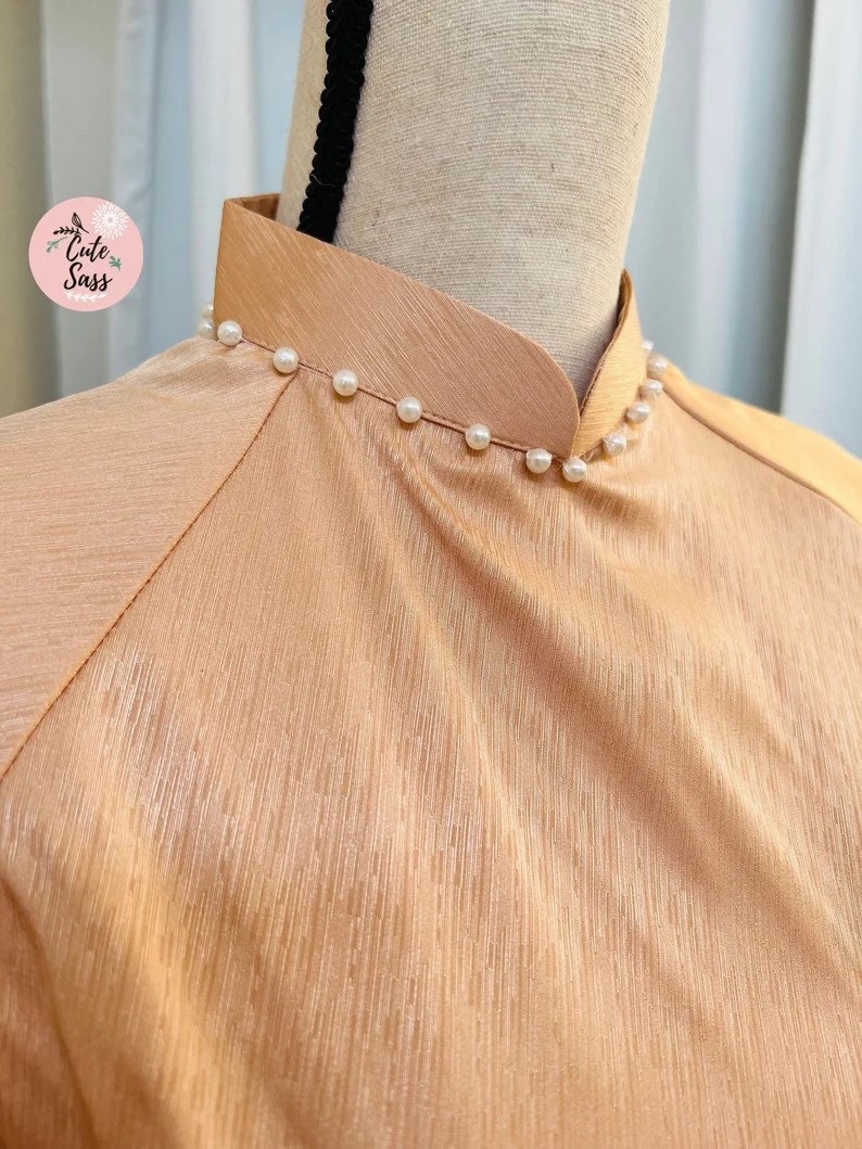 Plain Pearls Ao Dai Set | Pre-made Traditional Vietnamese Ao Dai| Women Ao Dai with Pants | Lunar New Year| Ao Dai Truyen Thong | D1